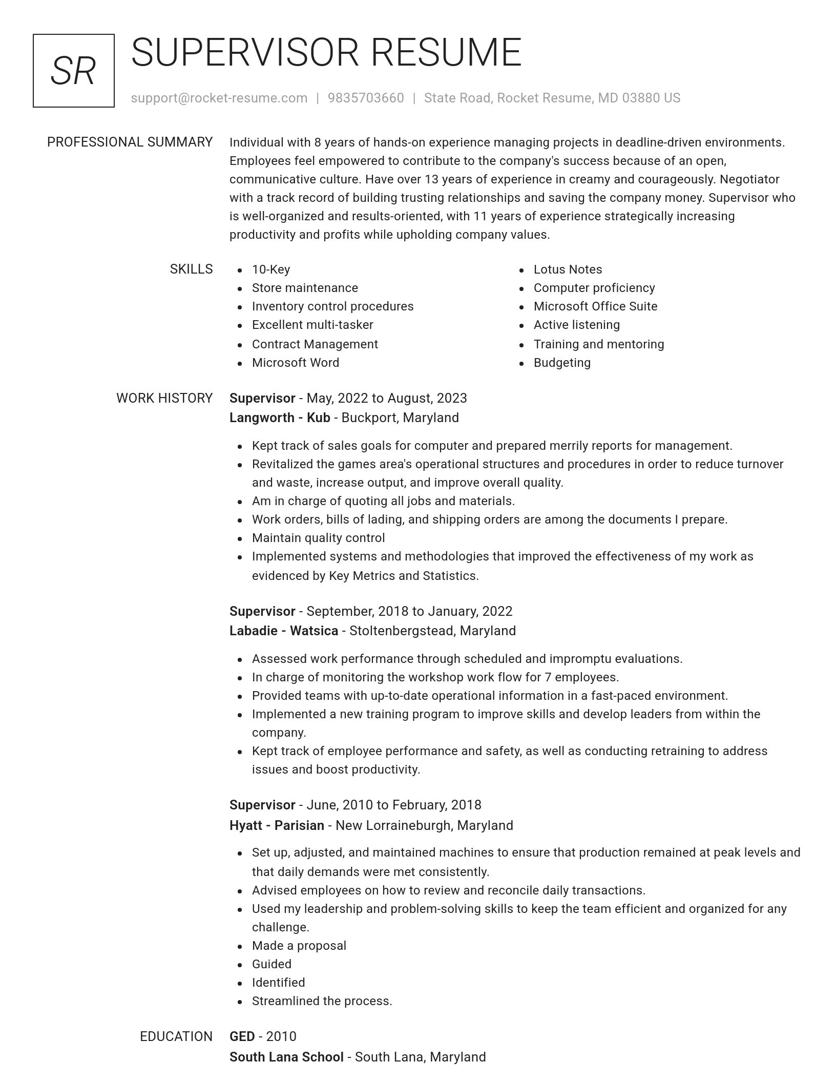 Renowned resume template