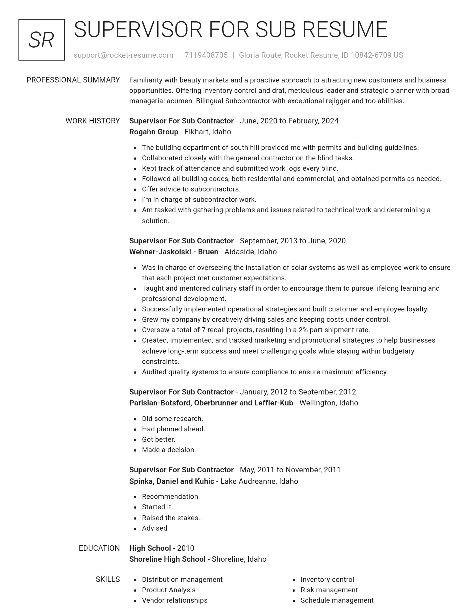 Renowned resume template