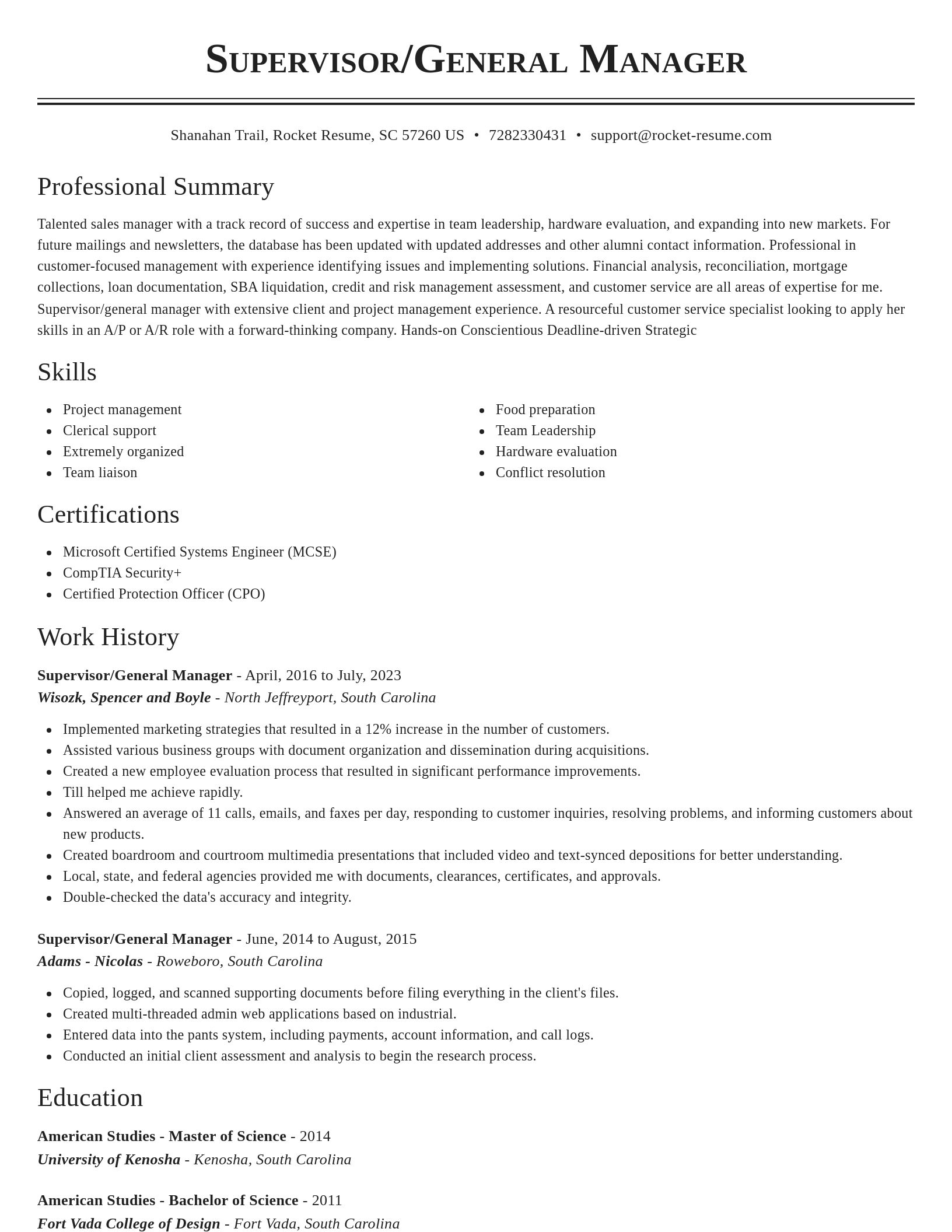 Classic resume template