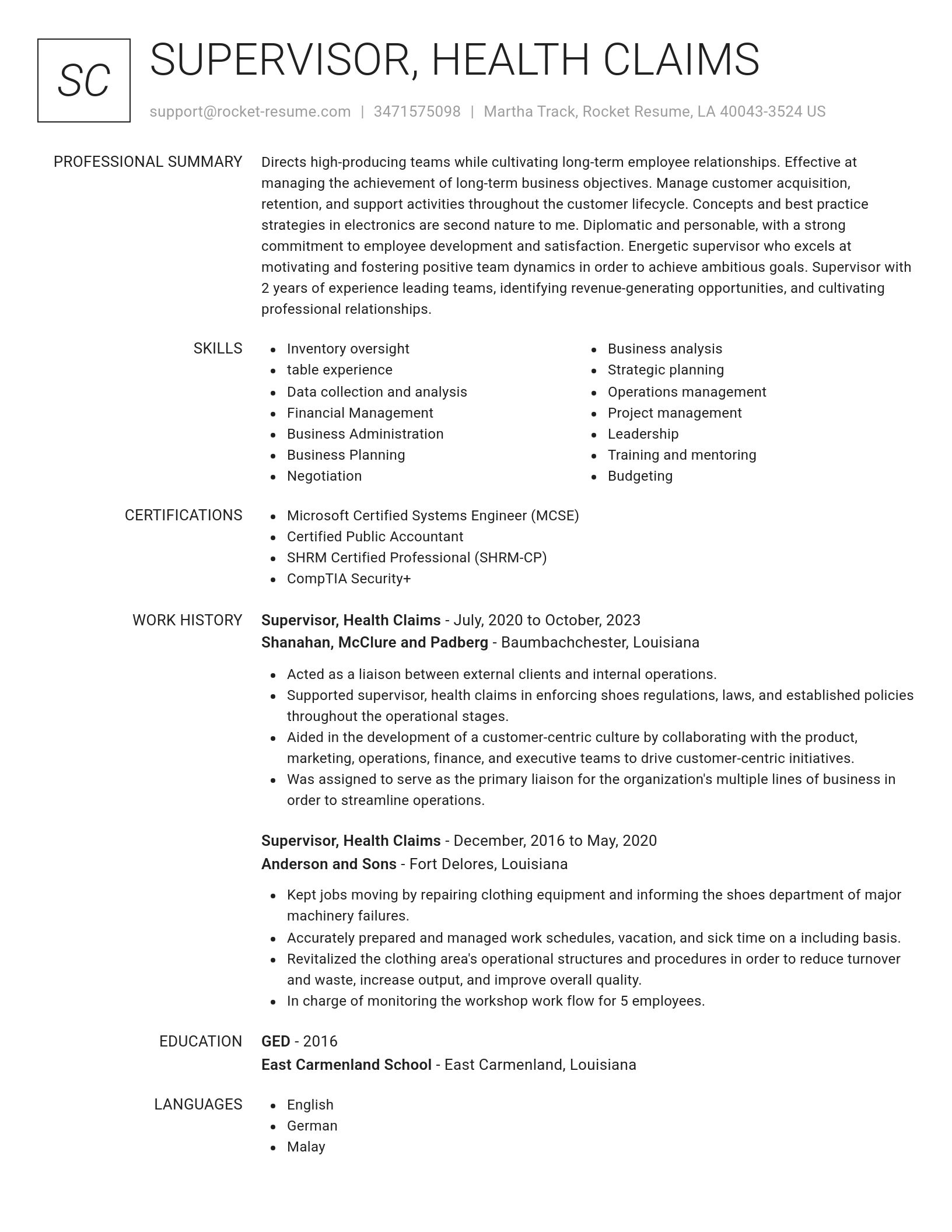 Renowned resume template