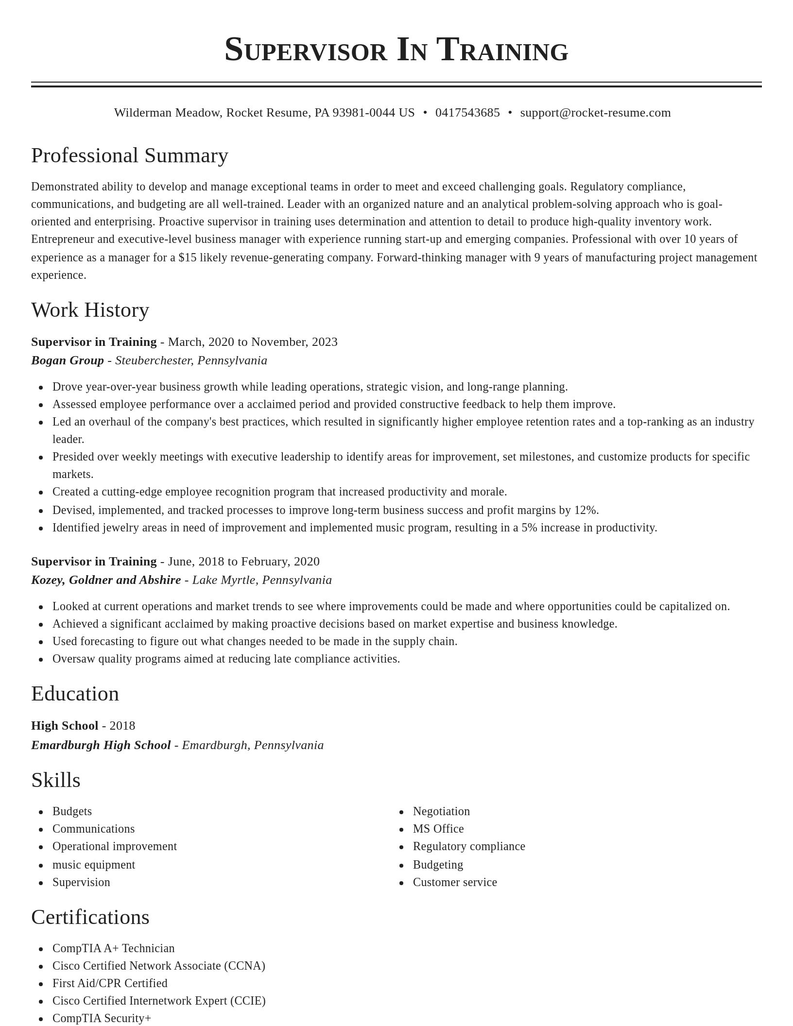 Classic resume template
