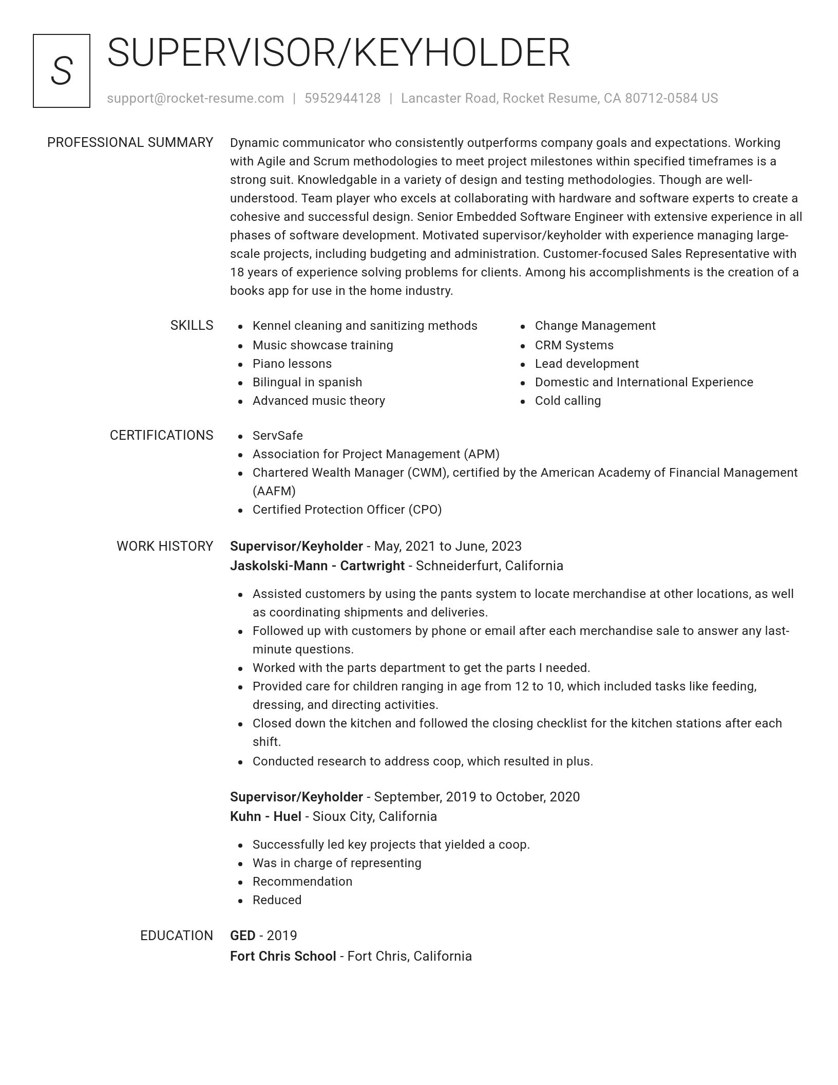 Renowned resume template