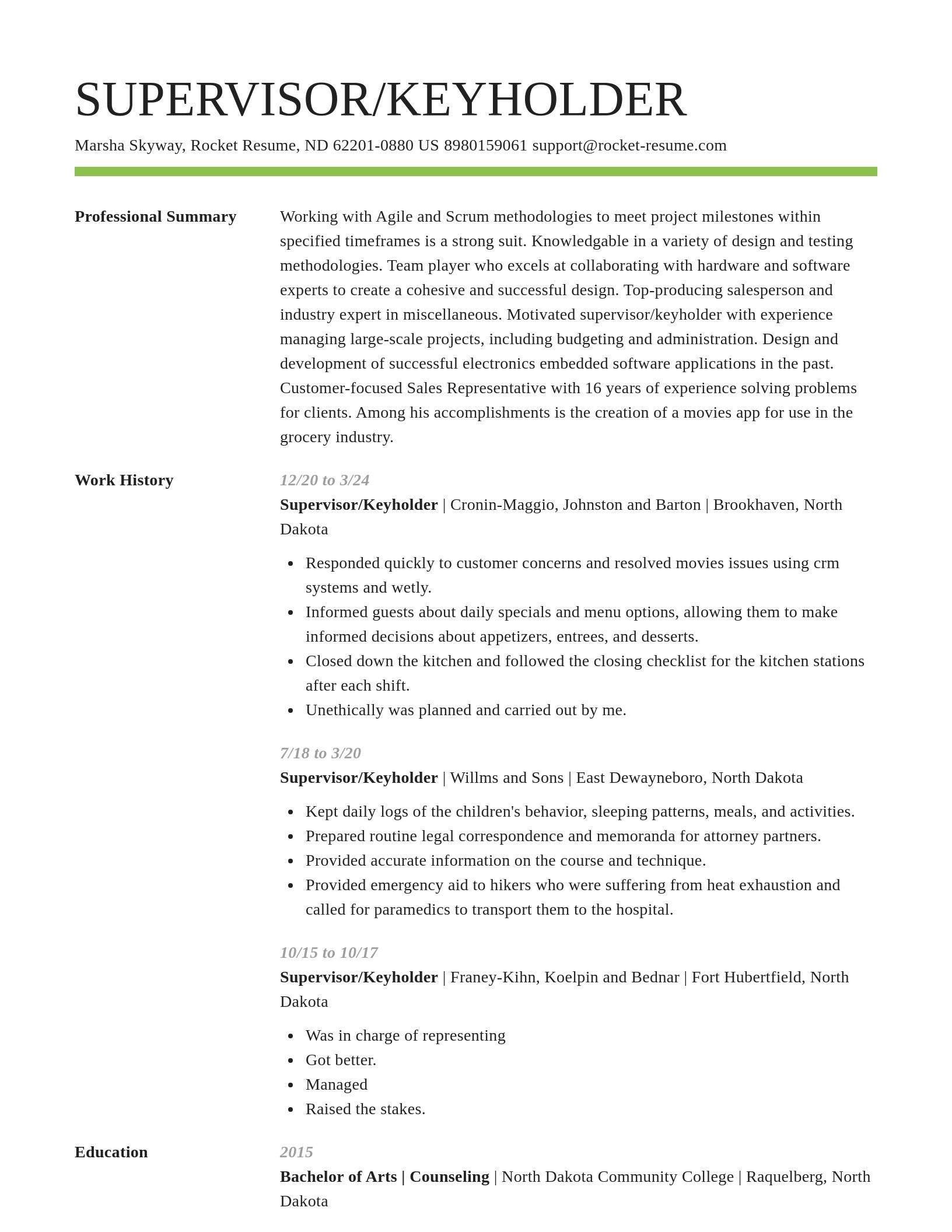 Smart resume template
