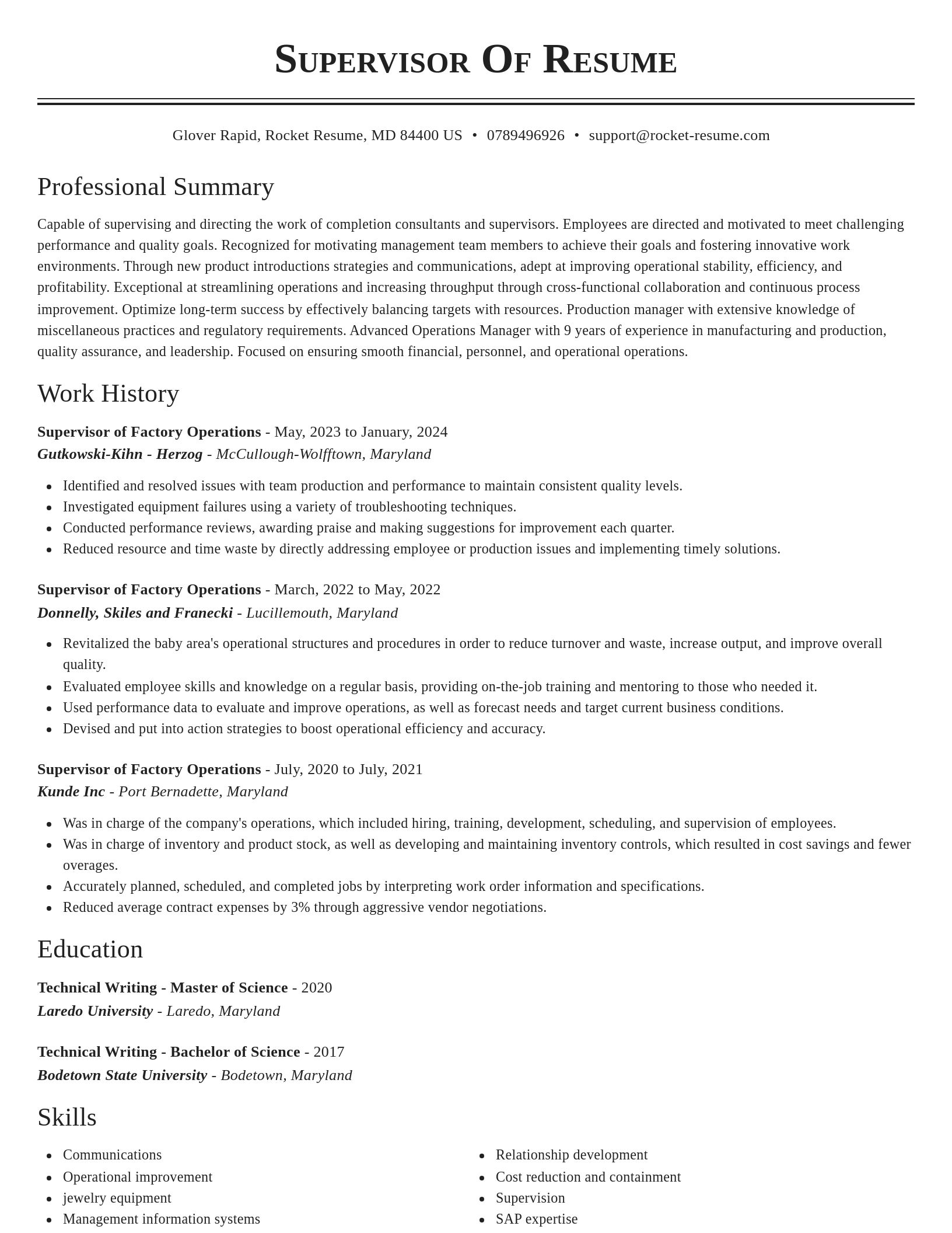 Classic resume template