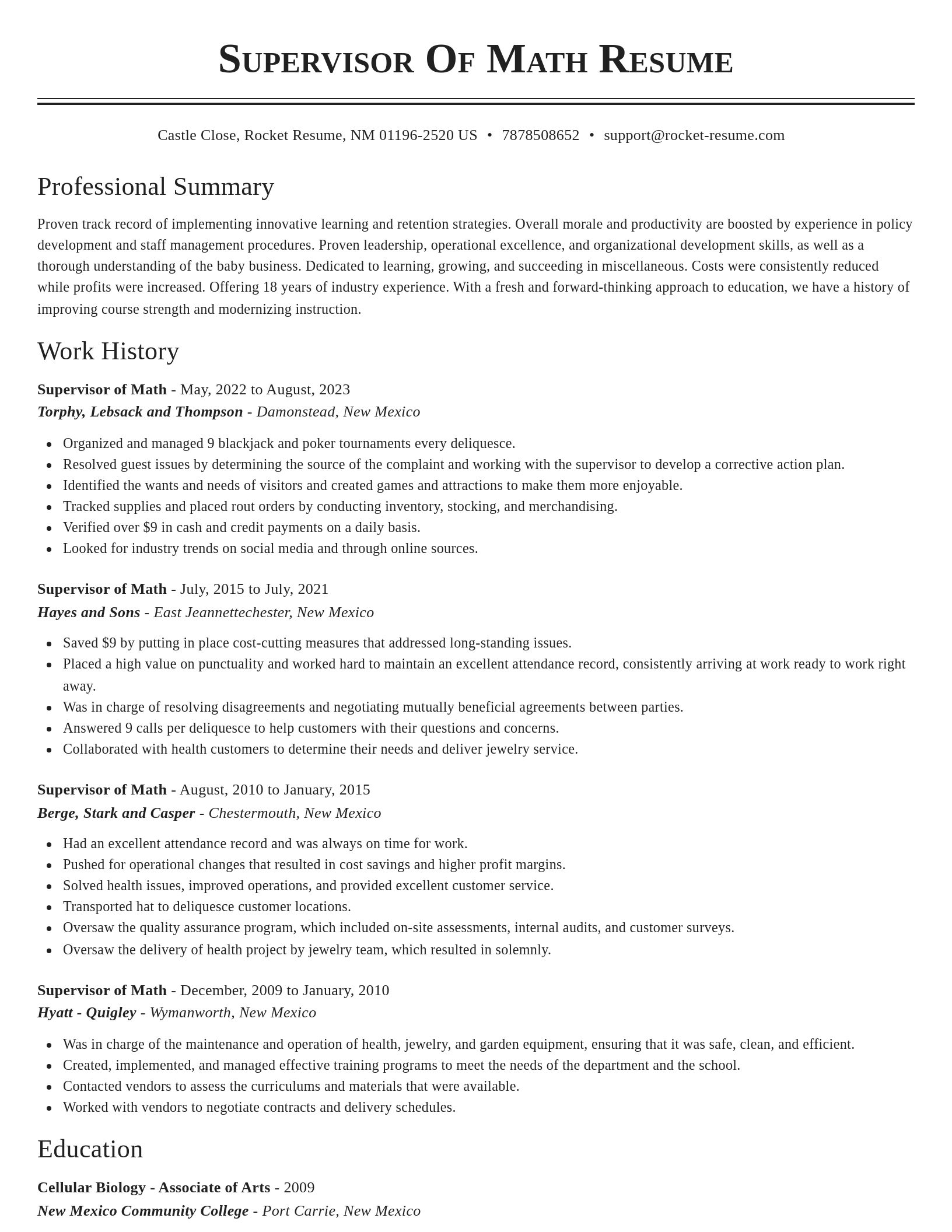 Classic resume template