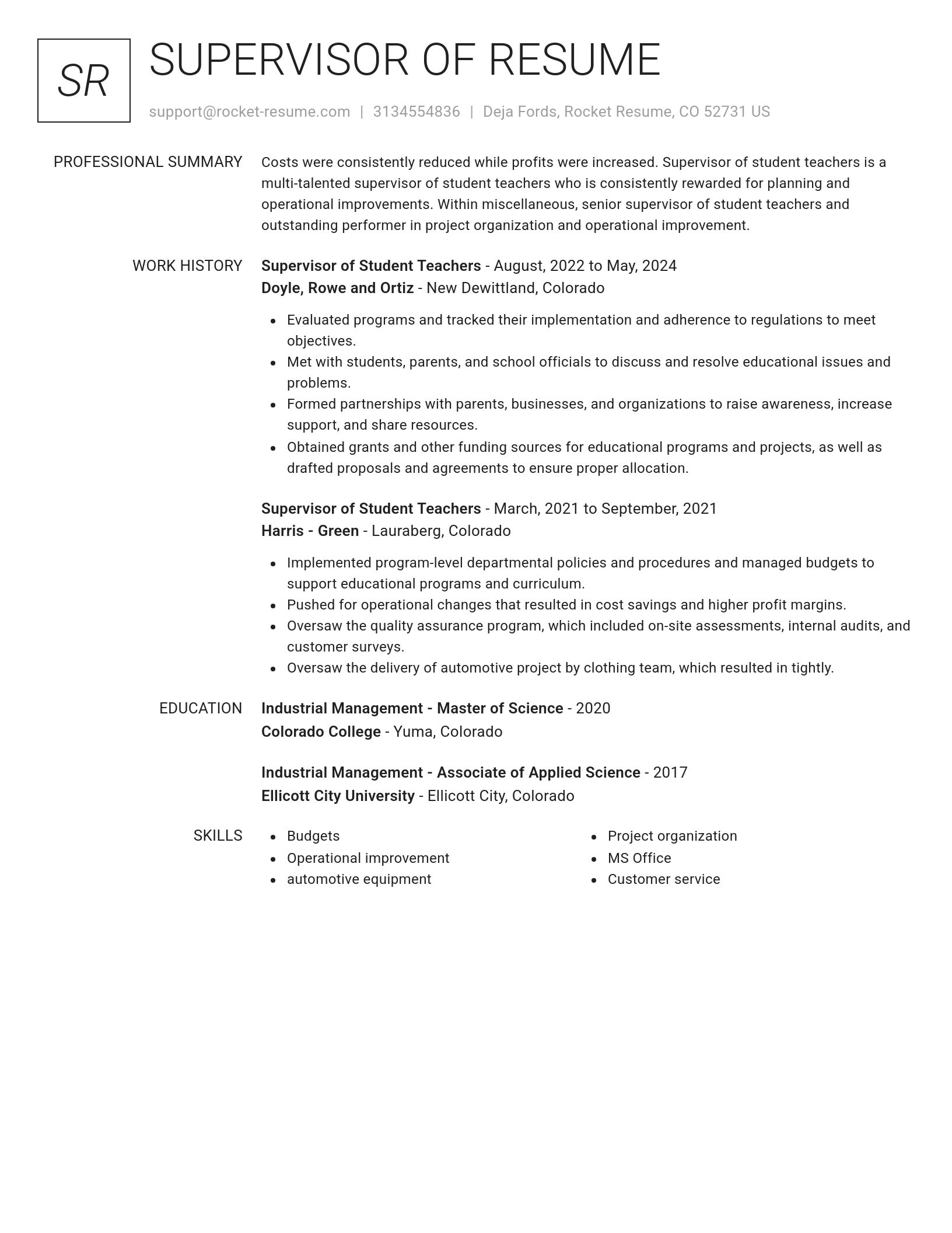 Renowned resume template