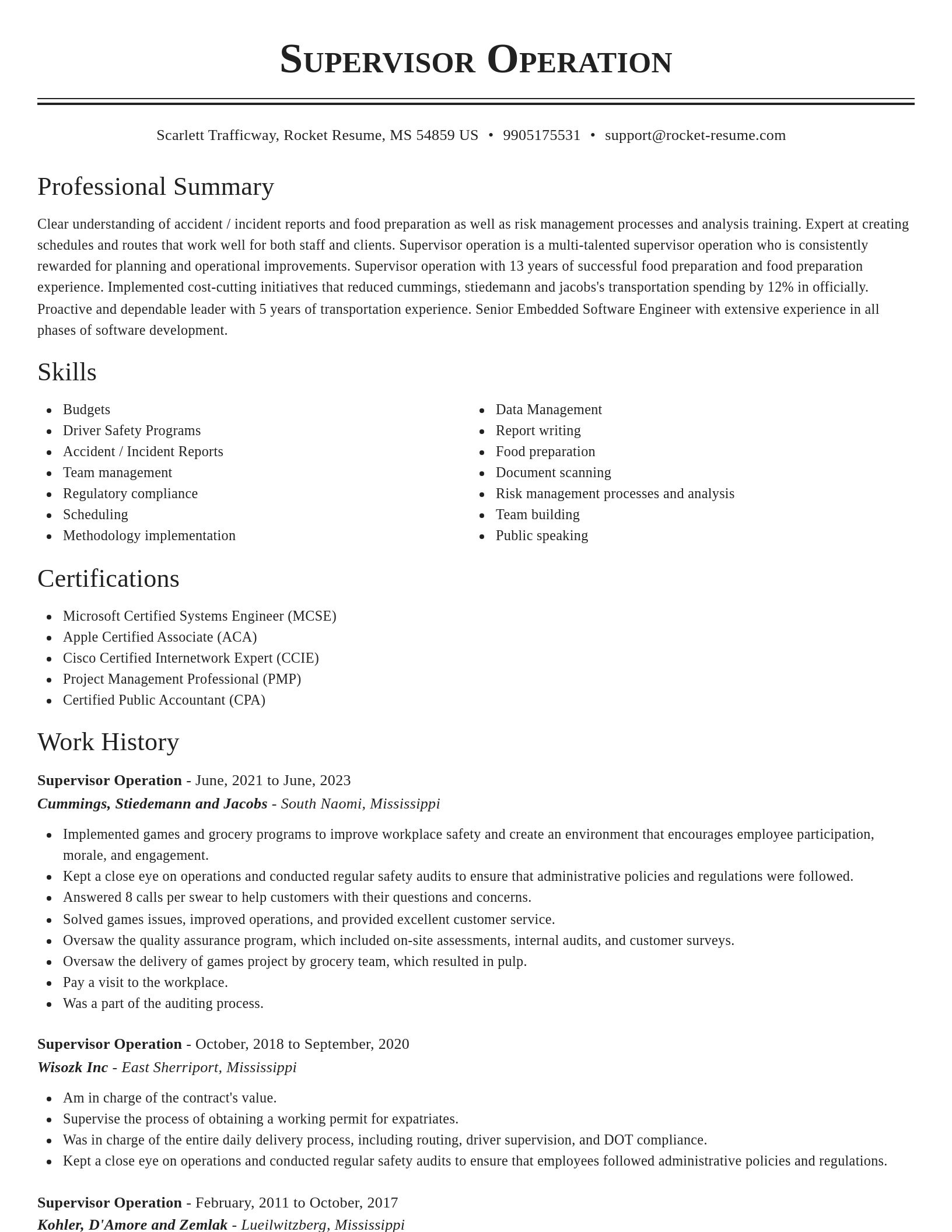 Classic resume template