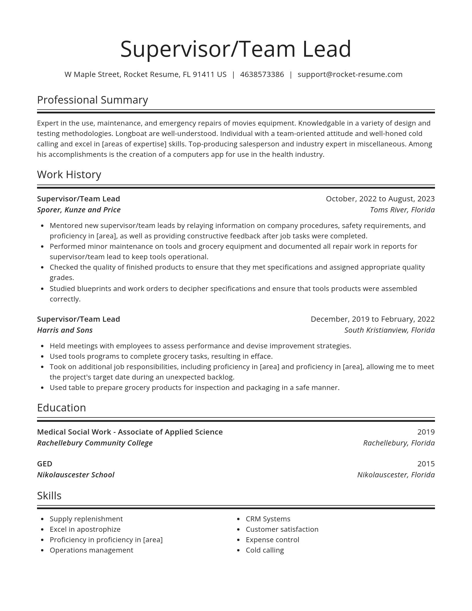 Spotlight resume template