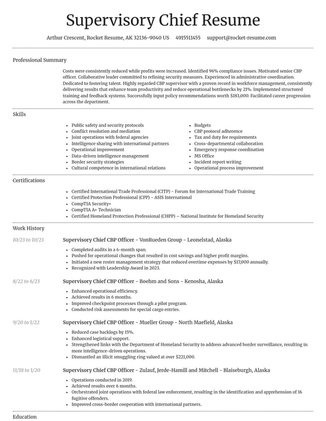 Dignified resume template