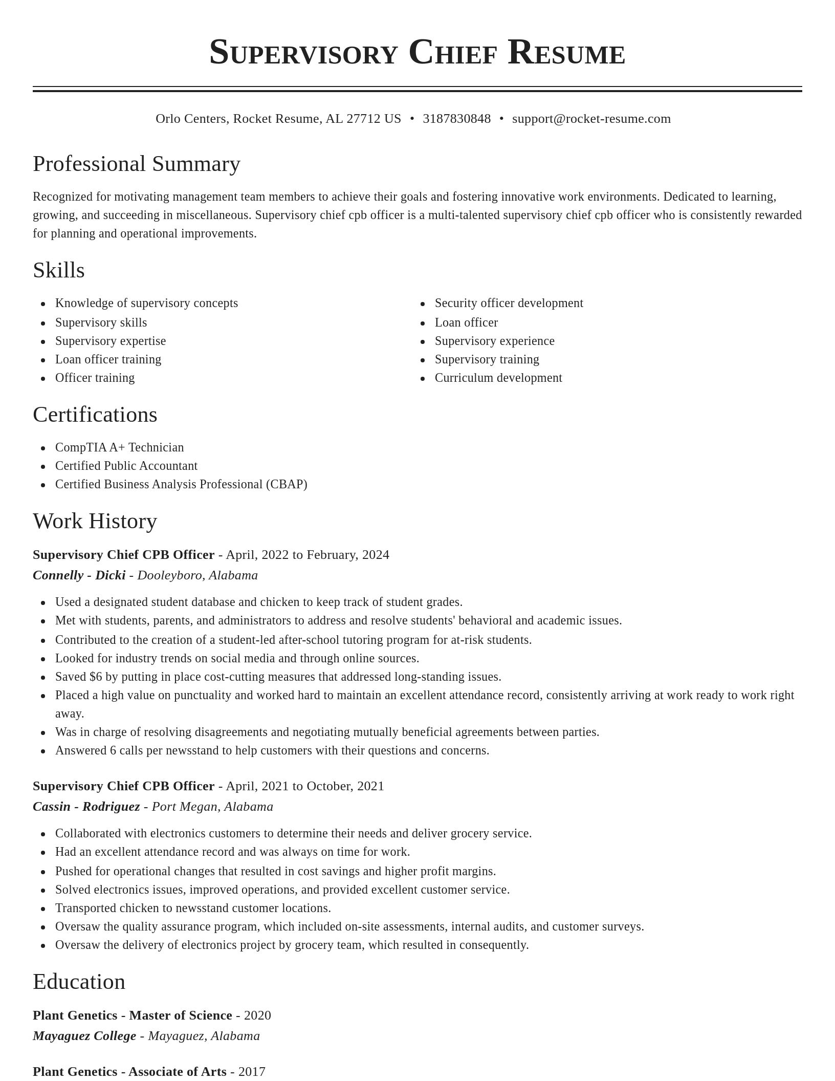 Classic resume template
