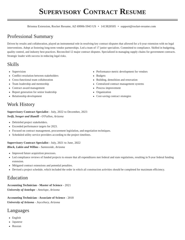 Classic resume template