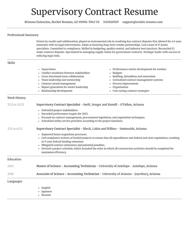 Dignified resume template