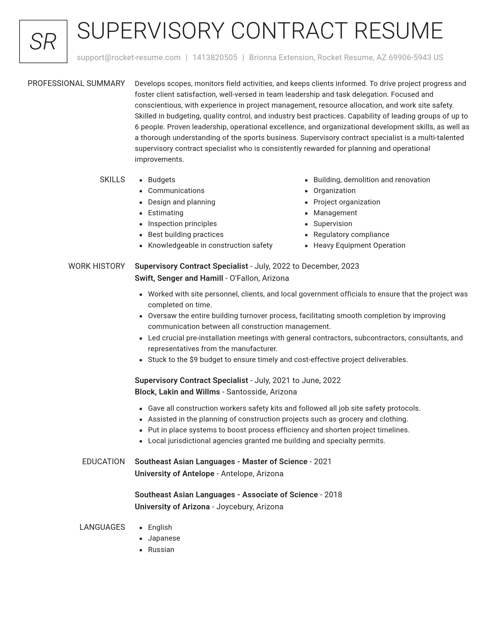 Renowned resume template