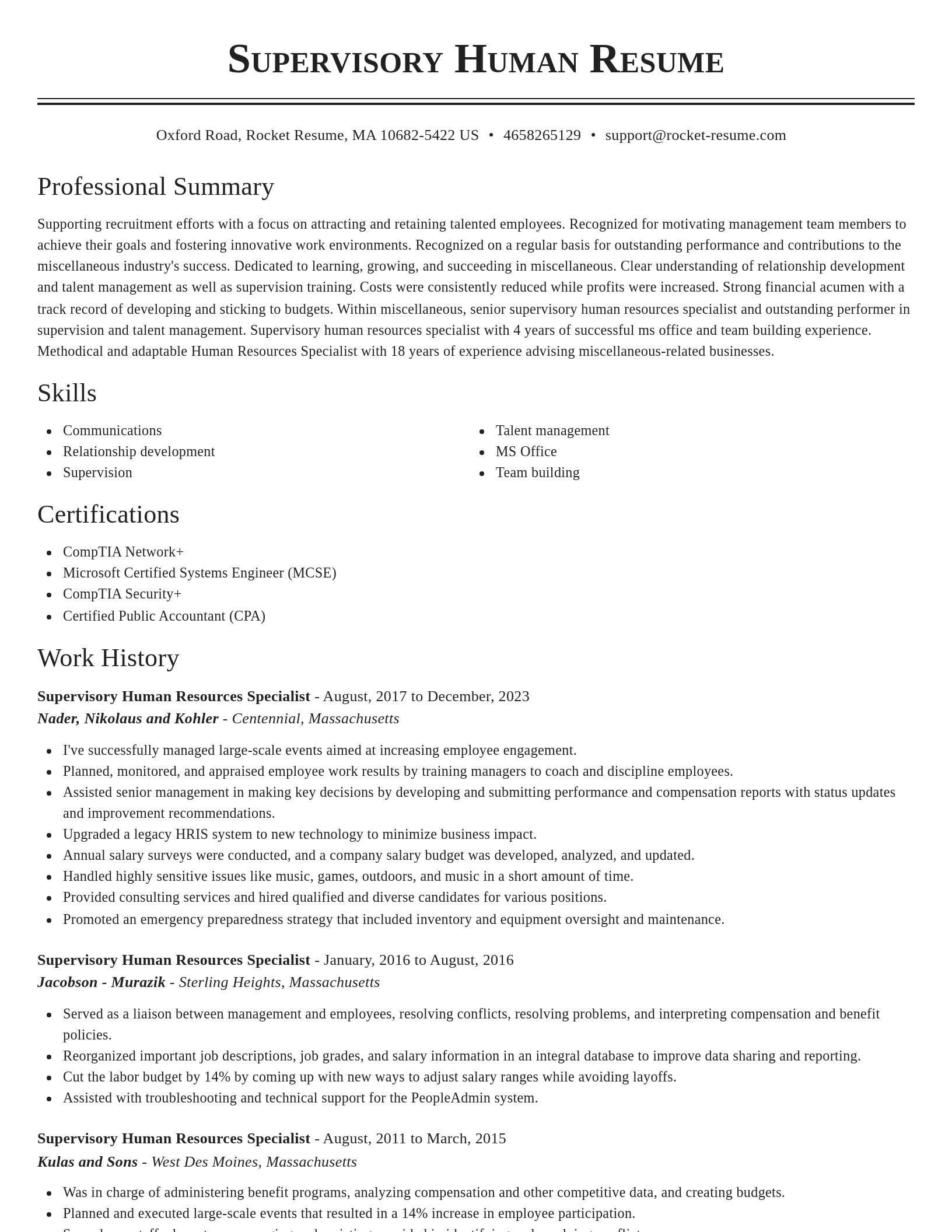 Classic resume template