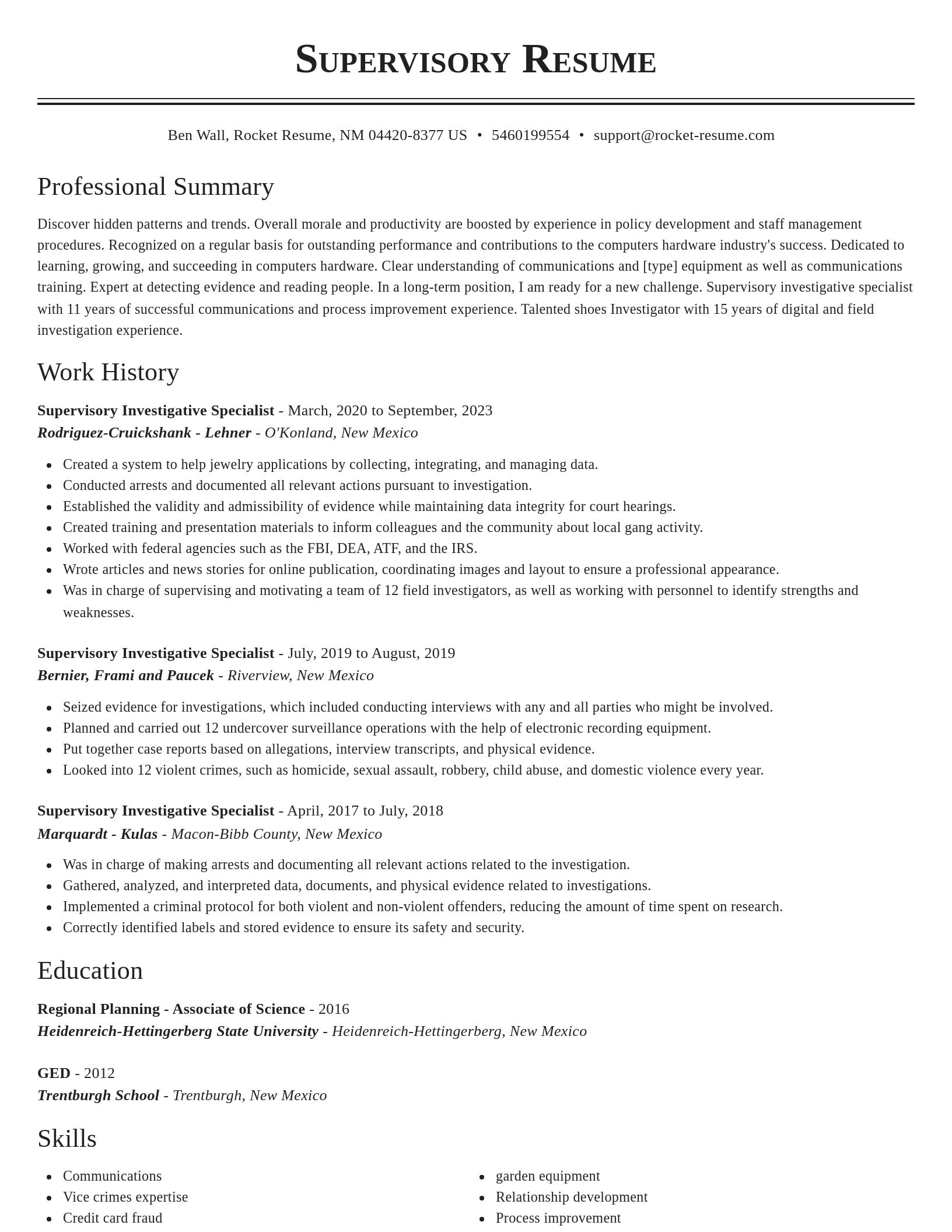 Classic resume template
