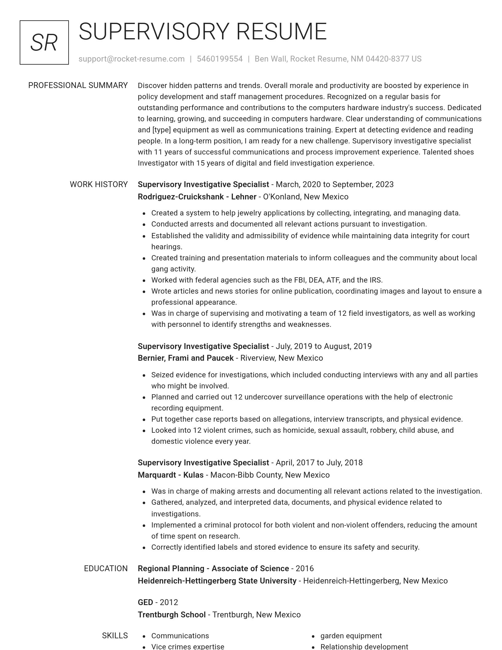 Renowned resume template