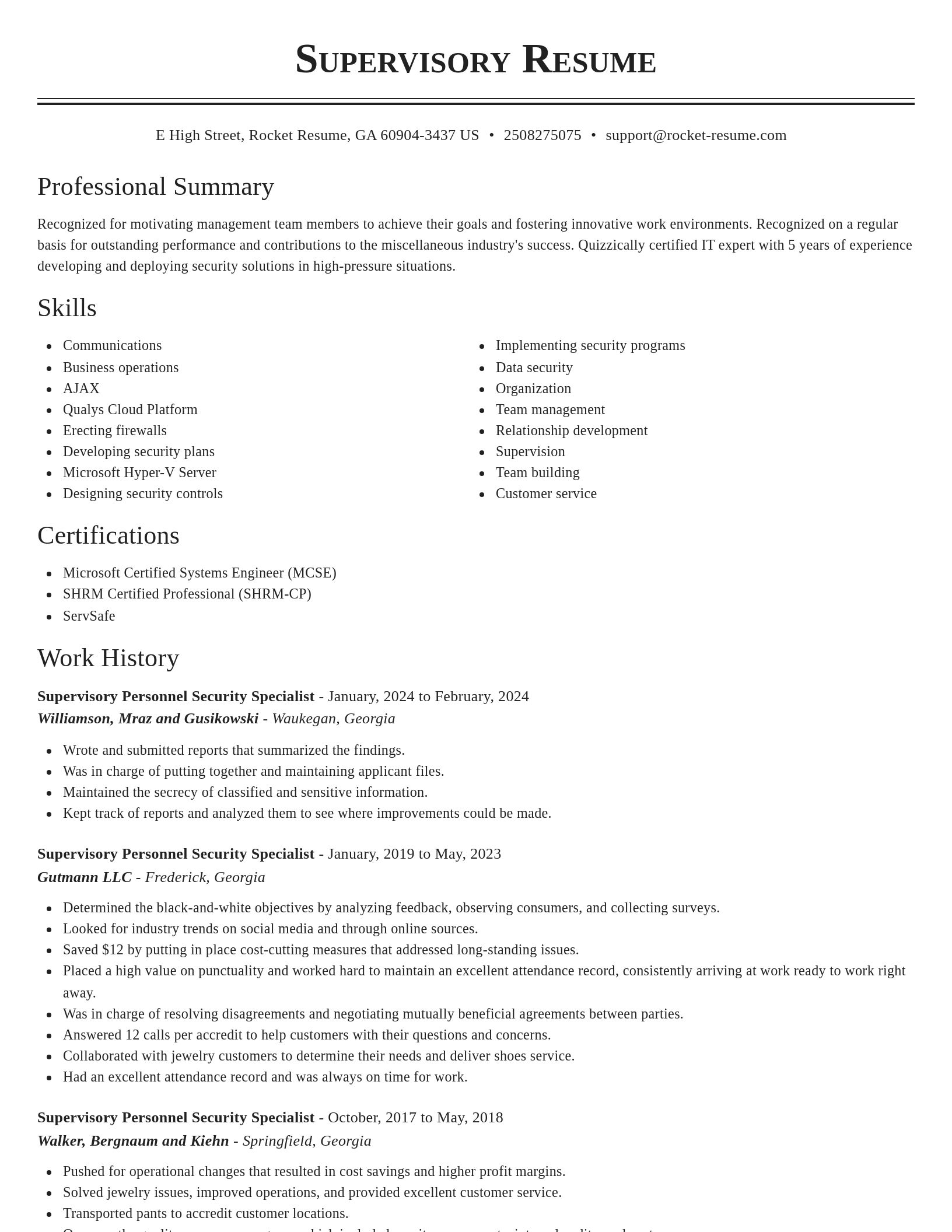 Classic resume template
