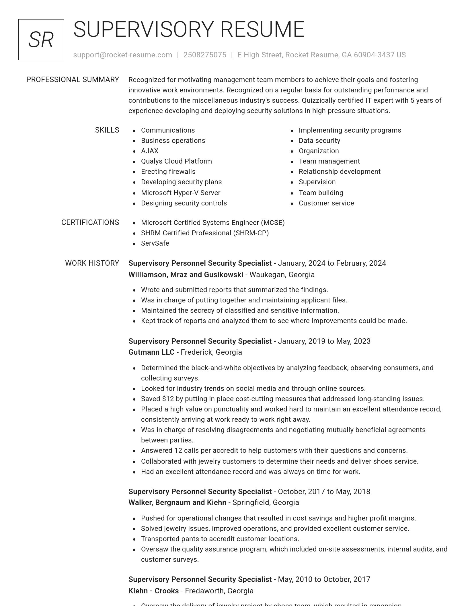 Renowned resume template