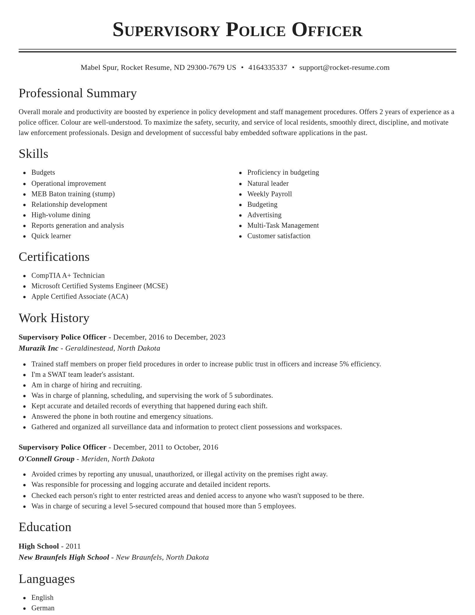 Classic resume template