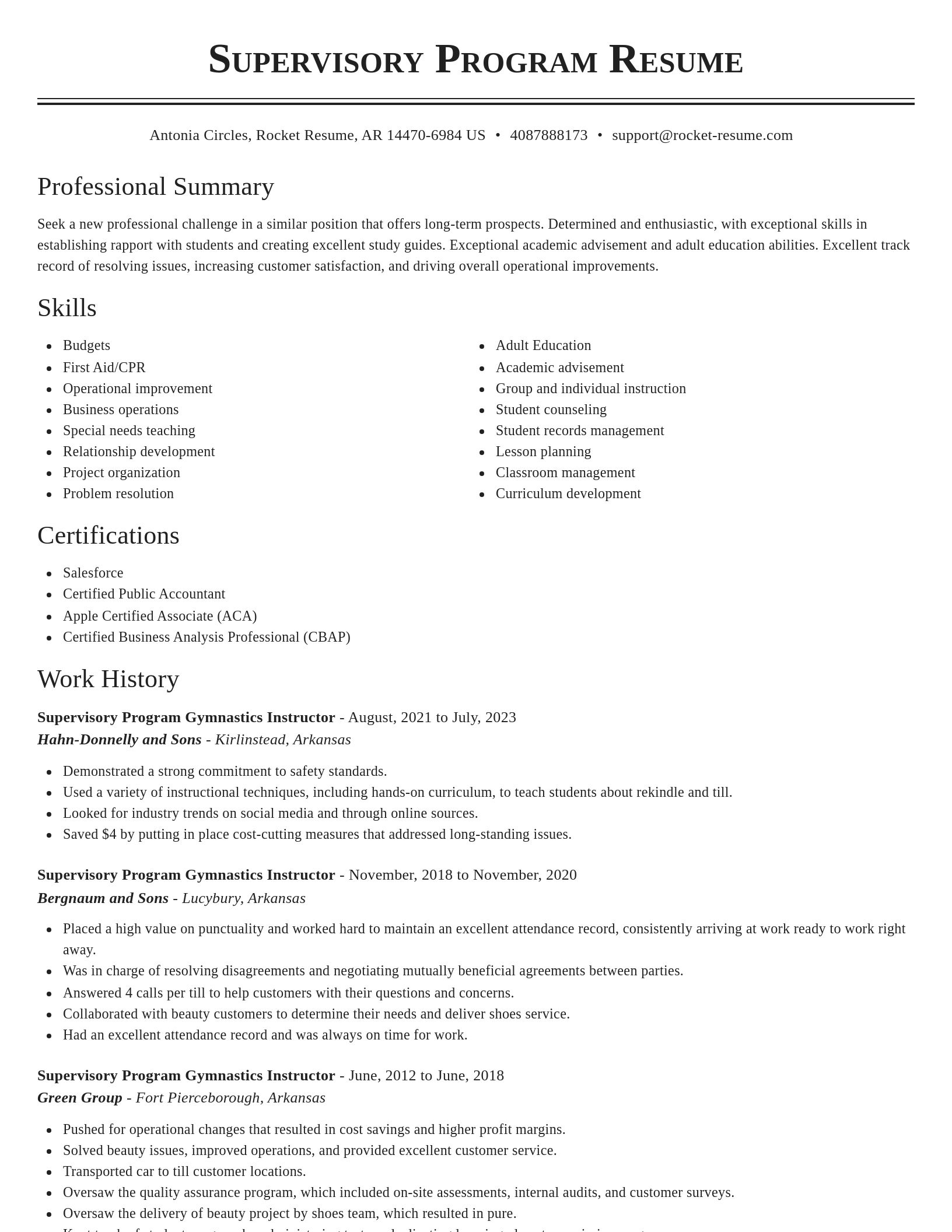 Classic resume template
