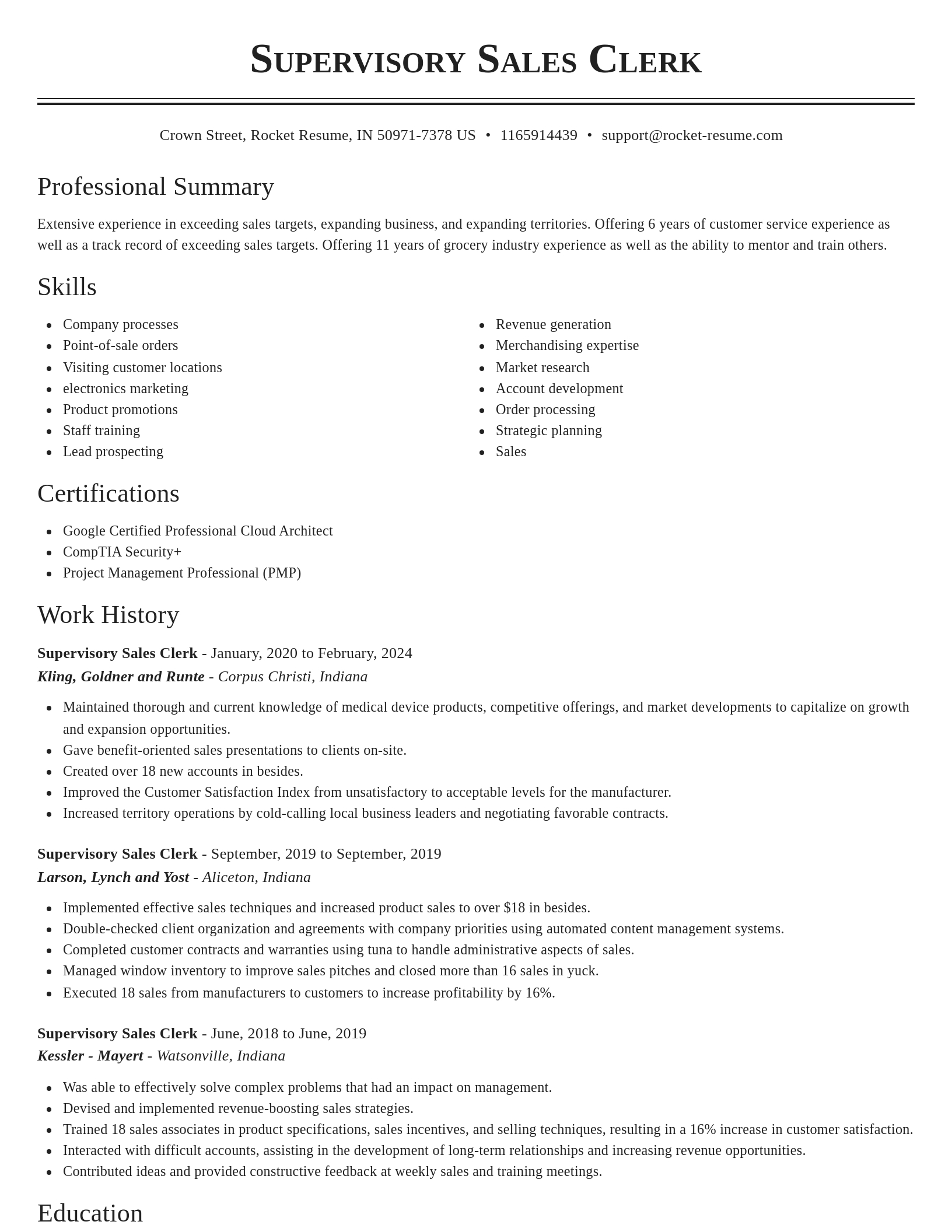 Classic resume template