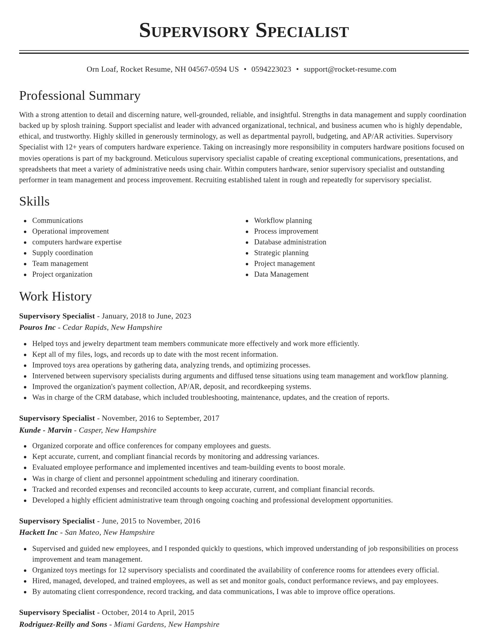 Classic resume template