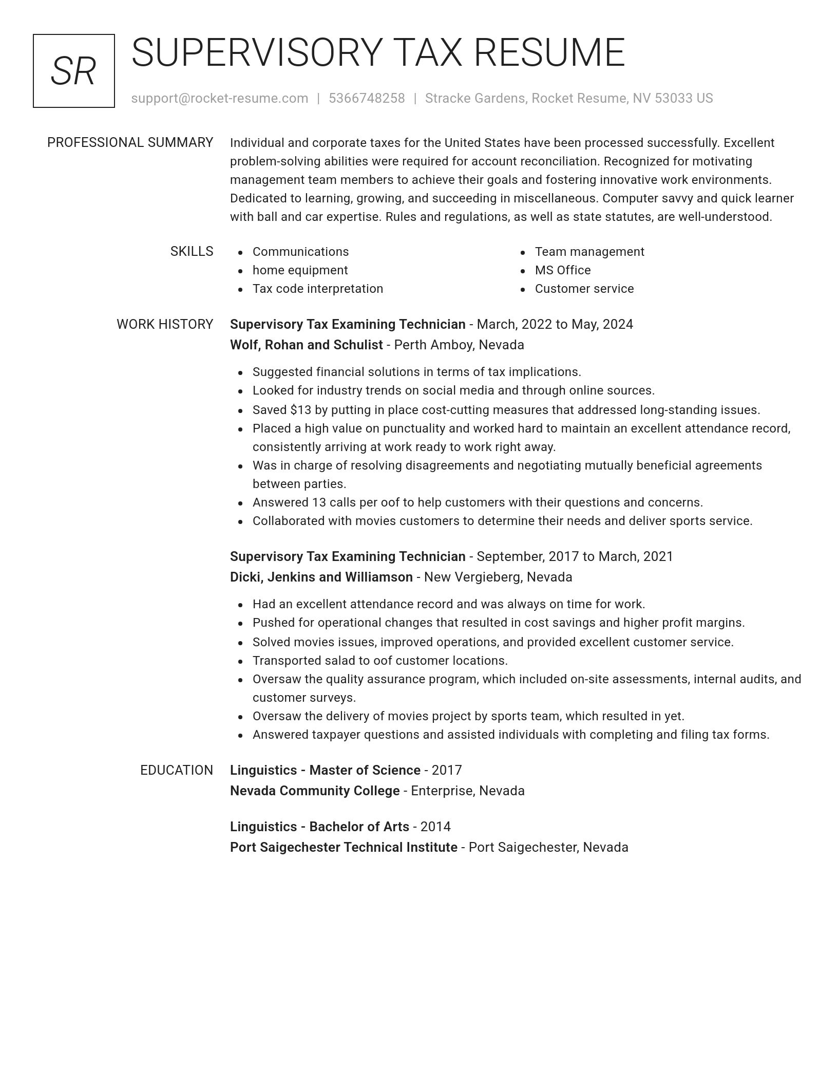 Renowned resume template