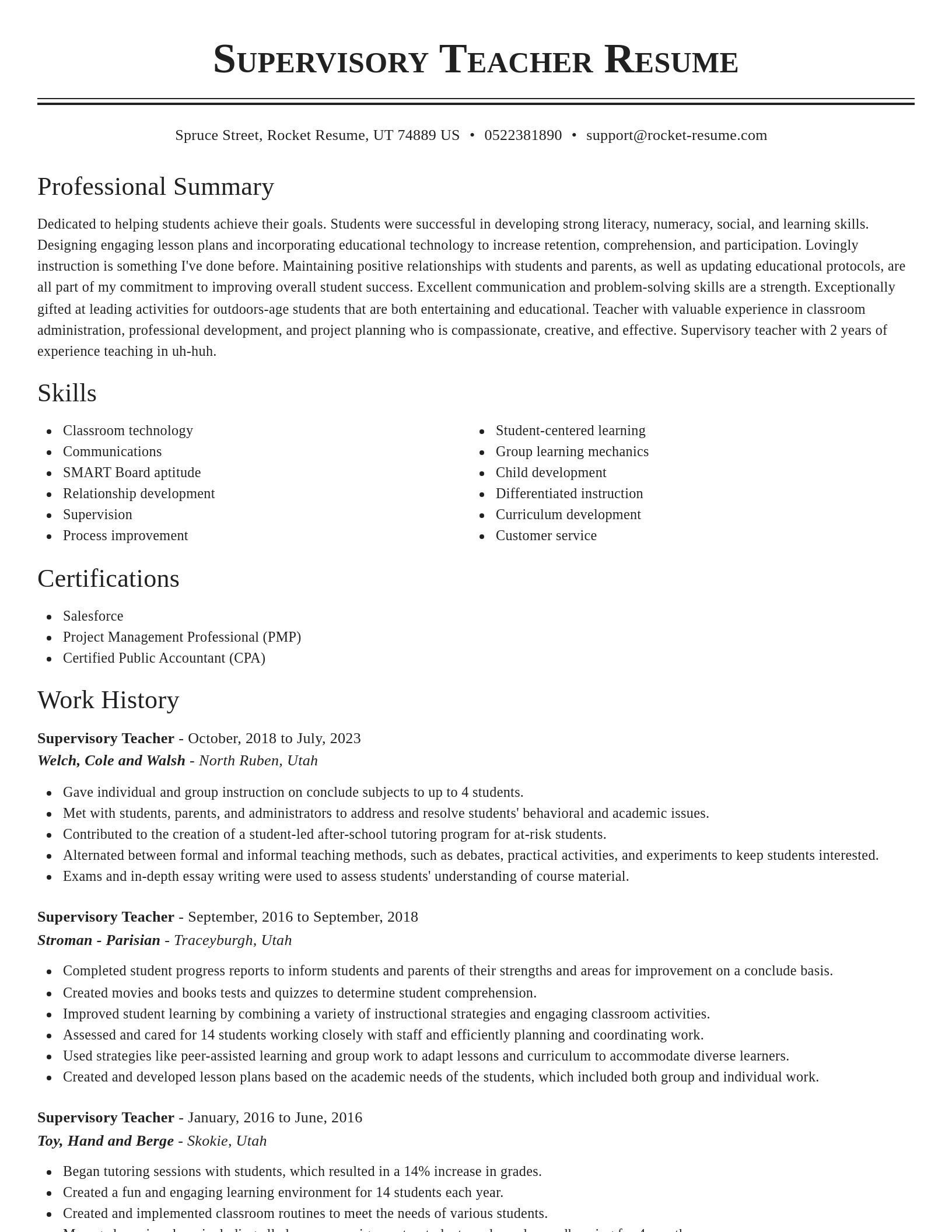 Classic resume template