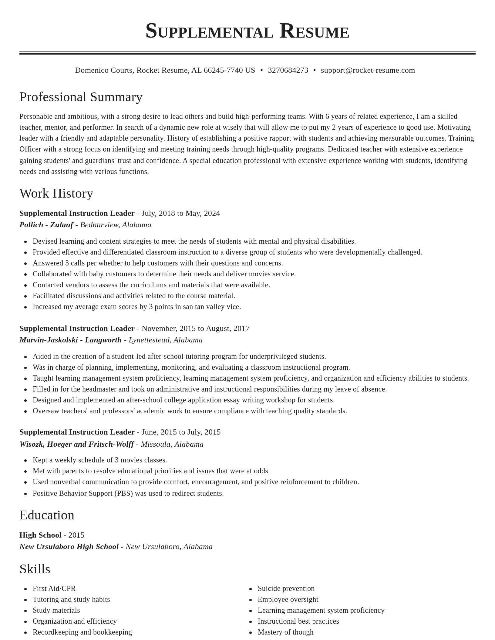 Classic resume template