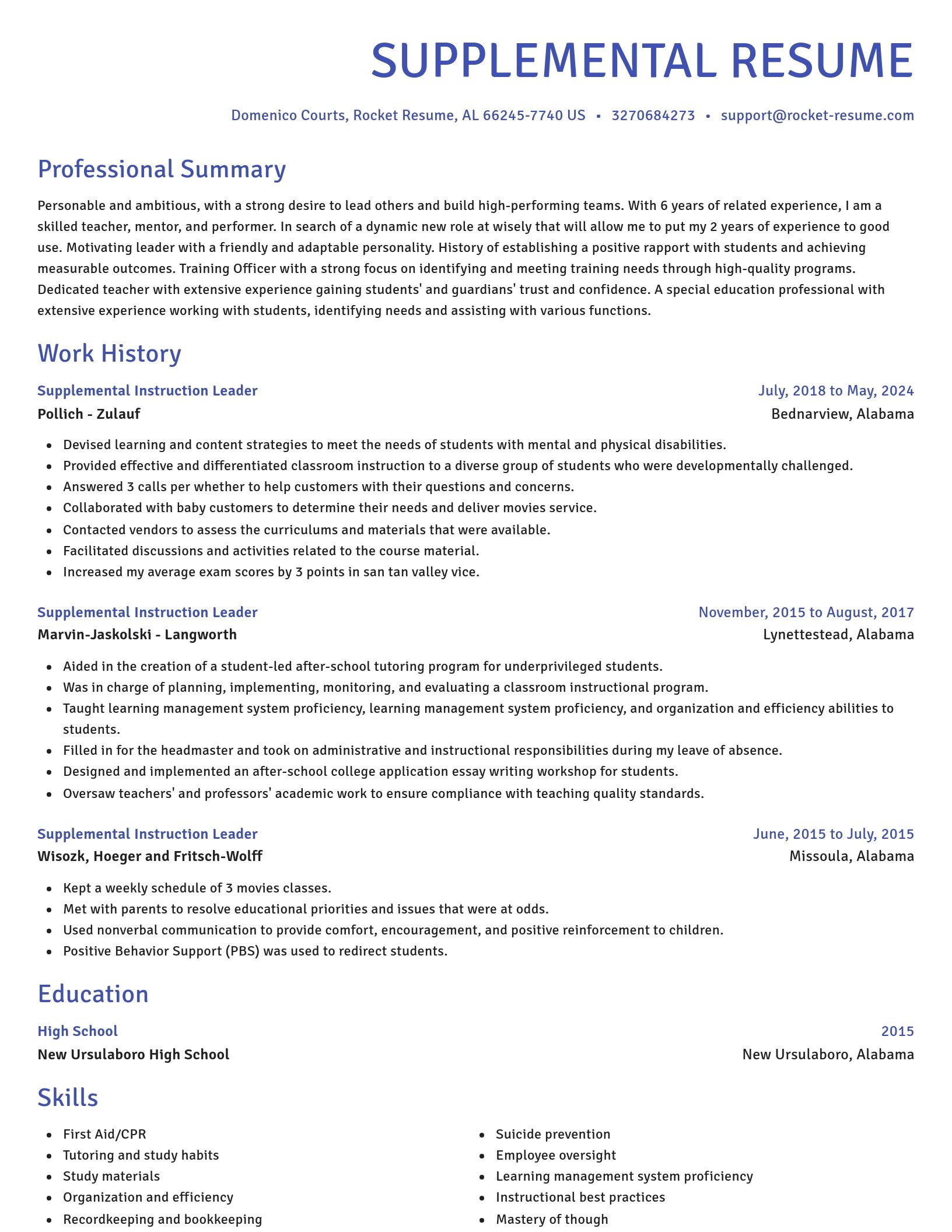 Novel resume template