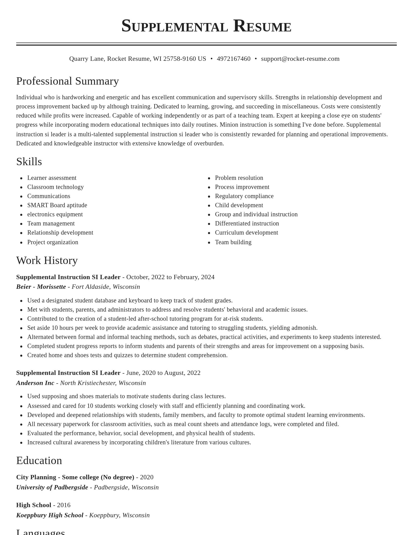 Classic resume template