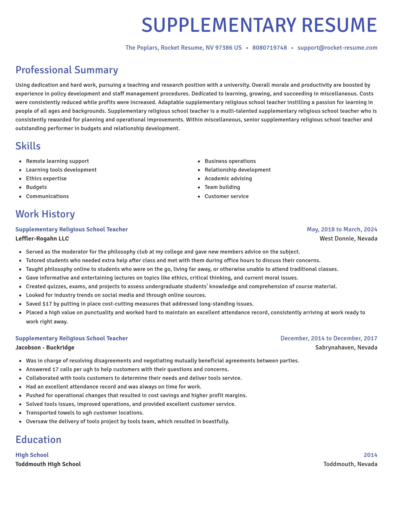 Novel resume template