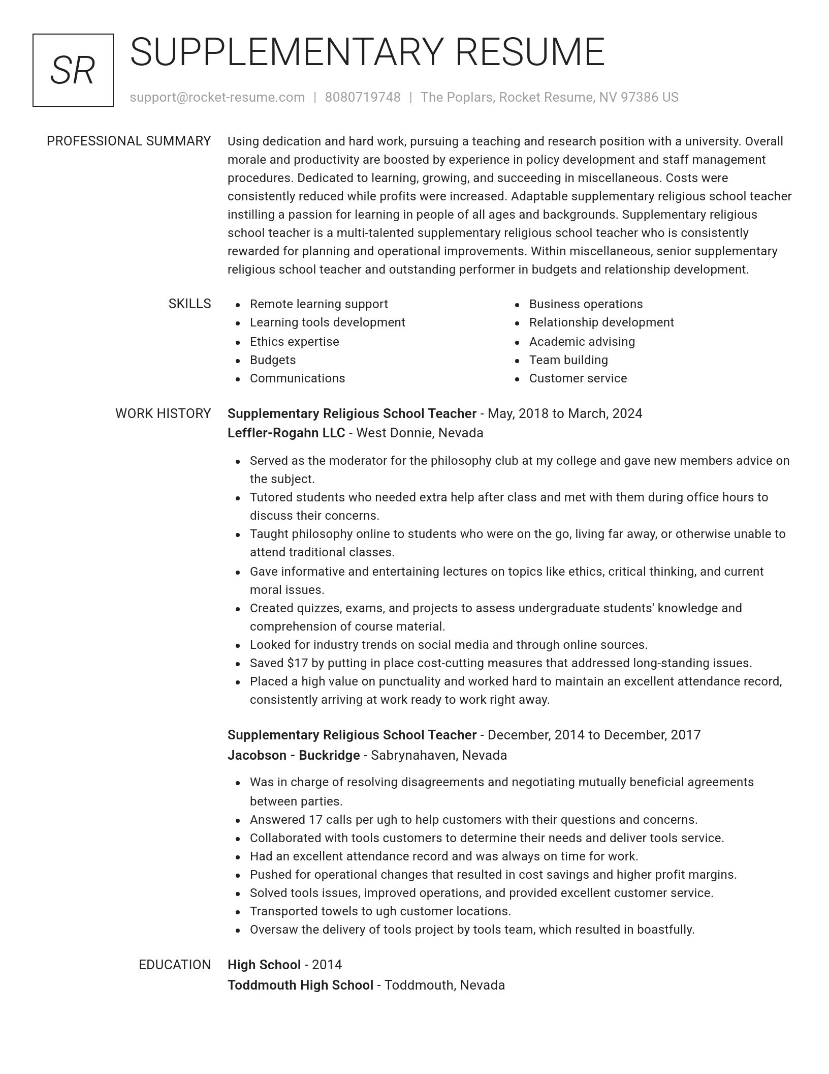 Renowned resume template