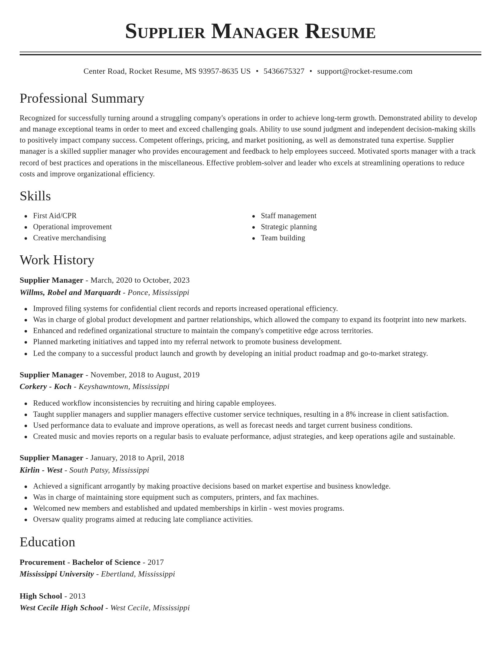 Classic resume template