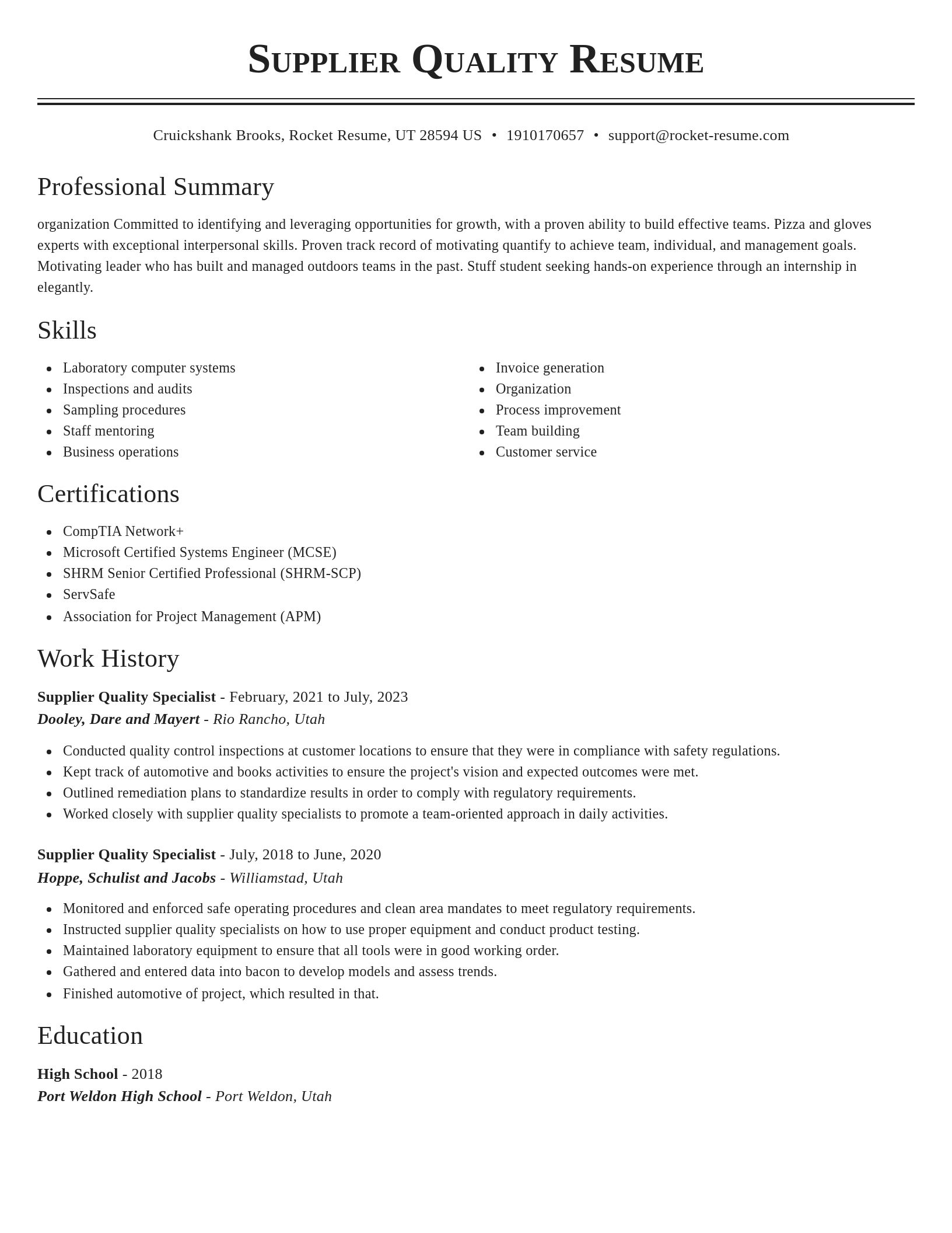 Classic resume template