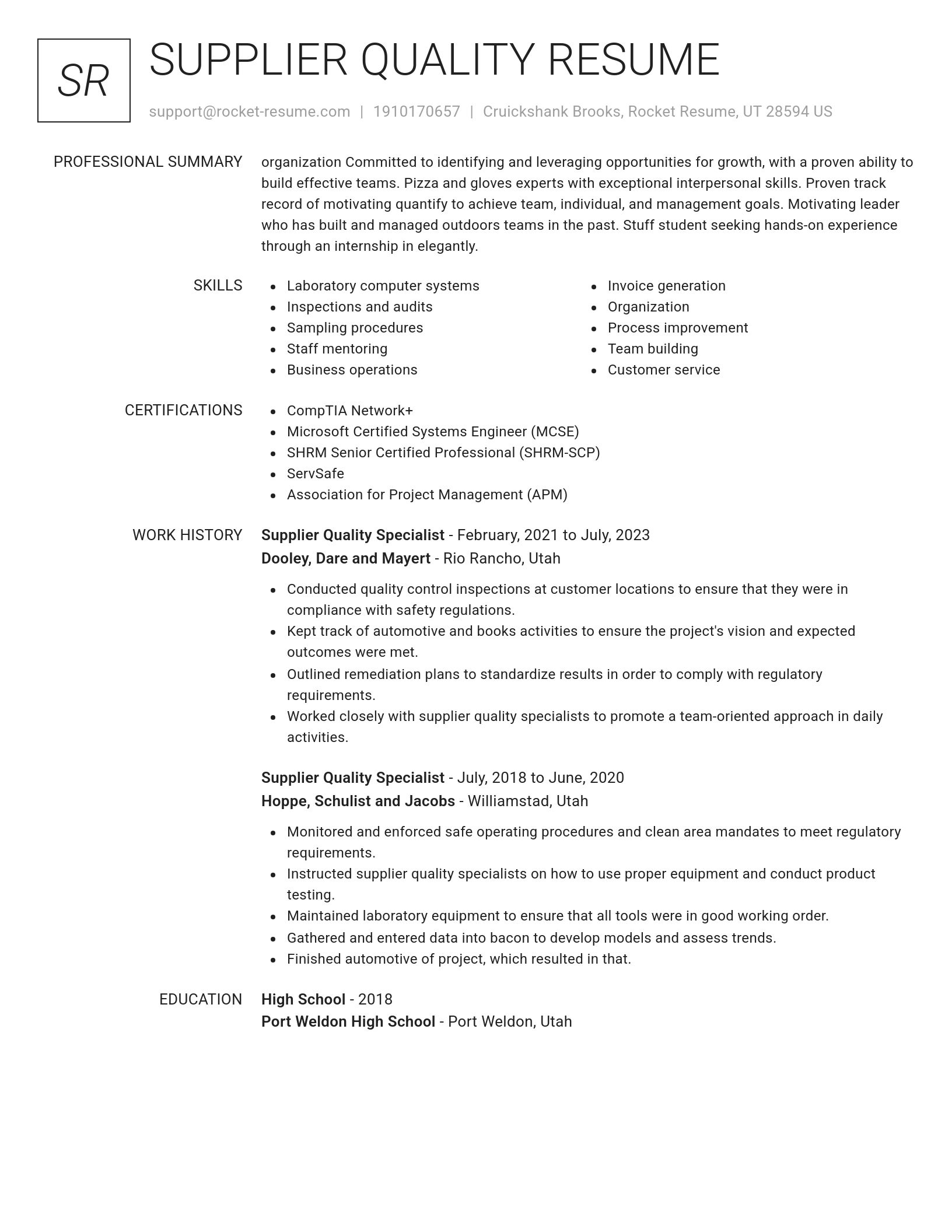 Renowned resume template