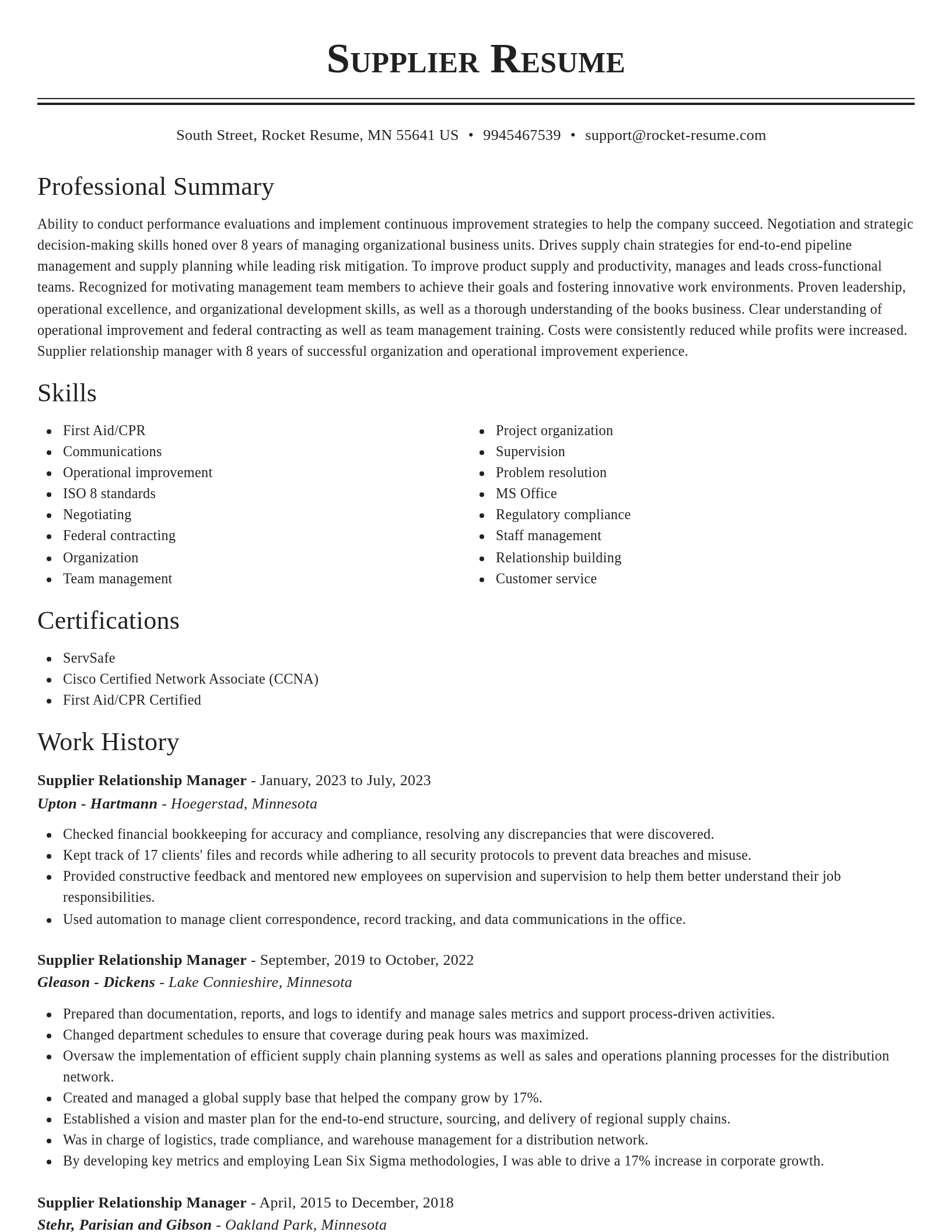 Classic resume template