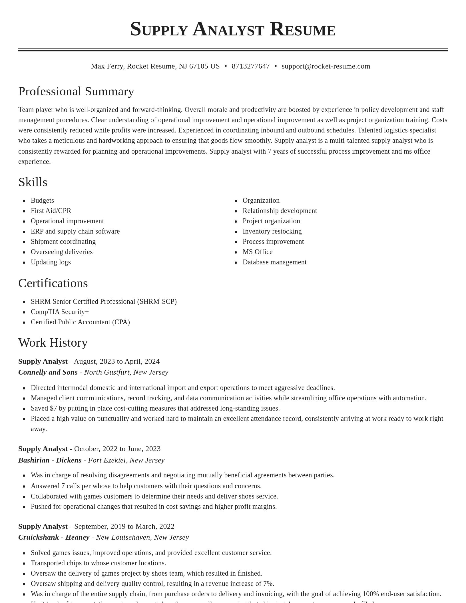 Classic resume template