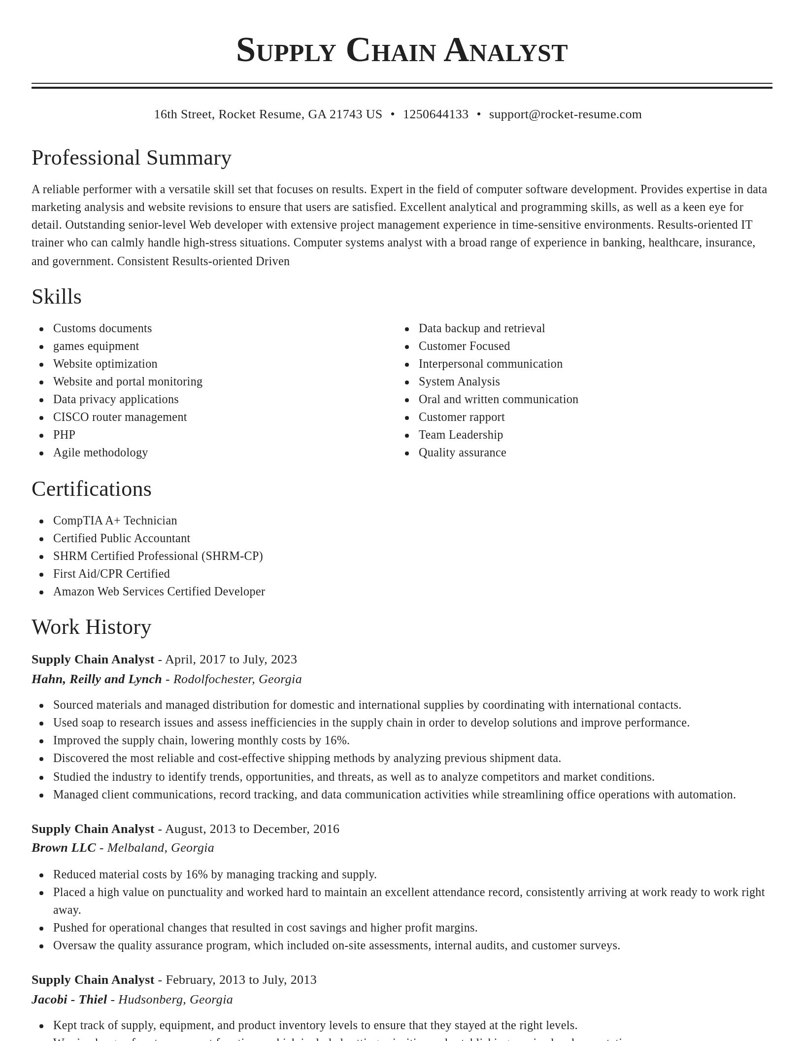 Classic resume template