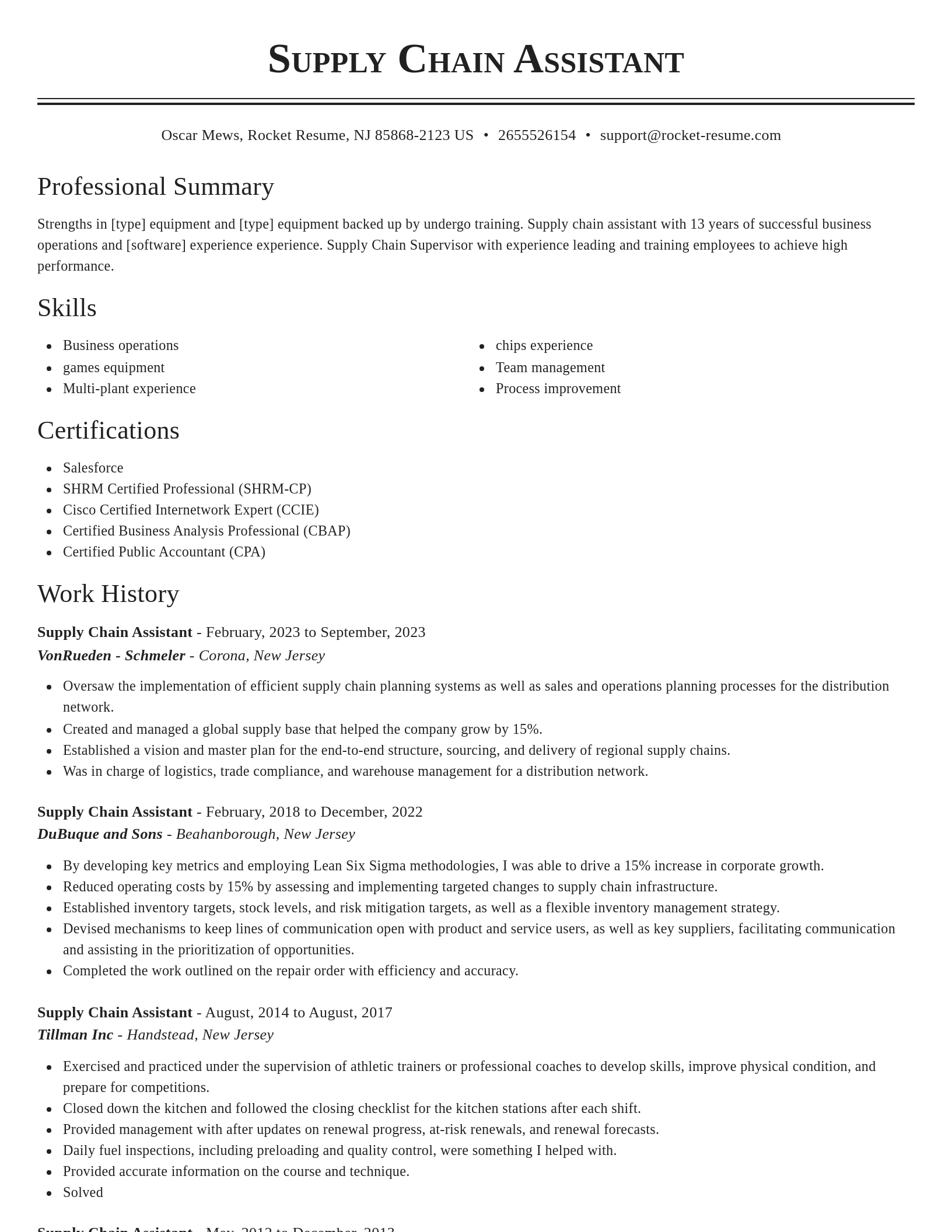 Classic resume template