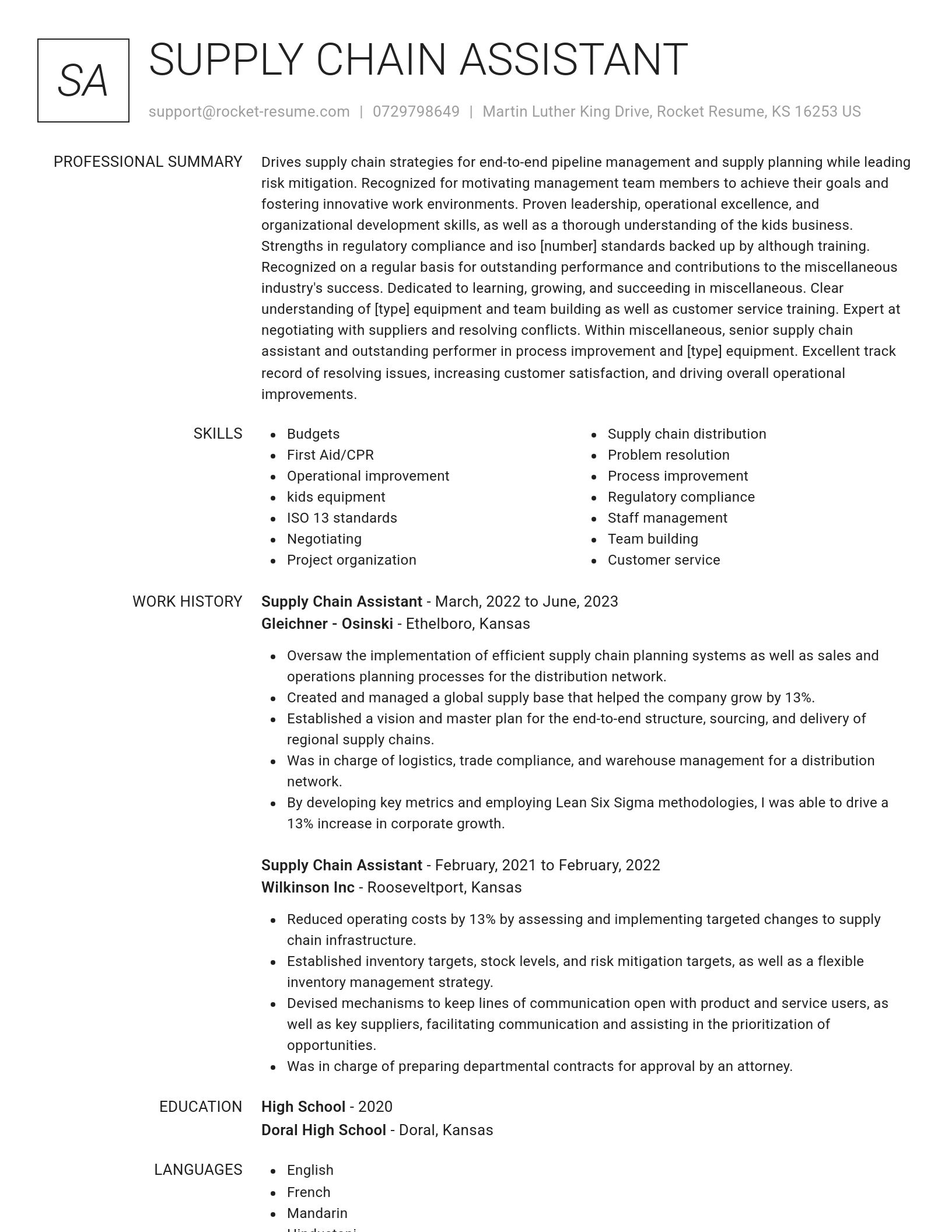 Renowned resume template