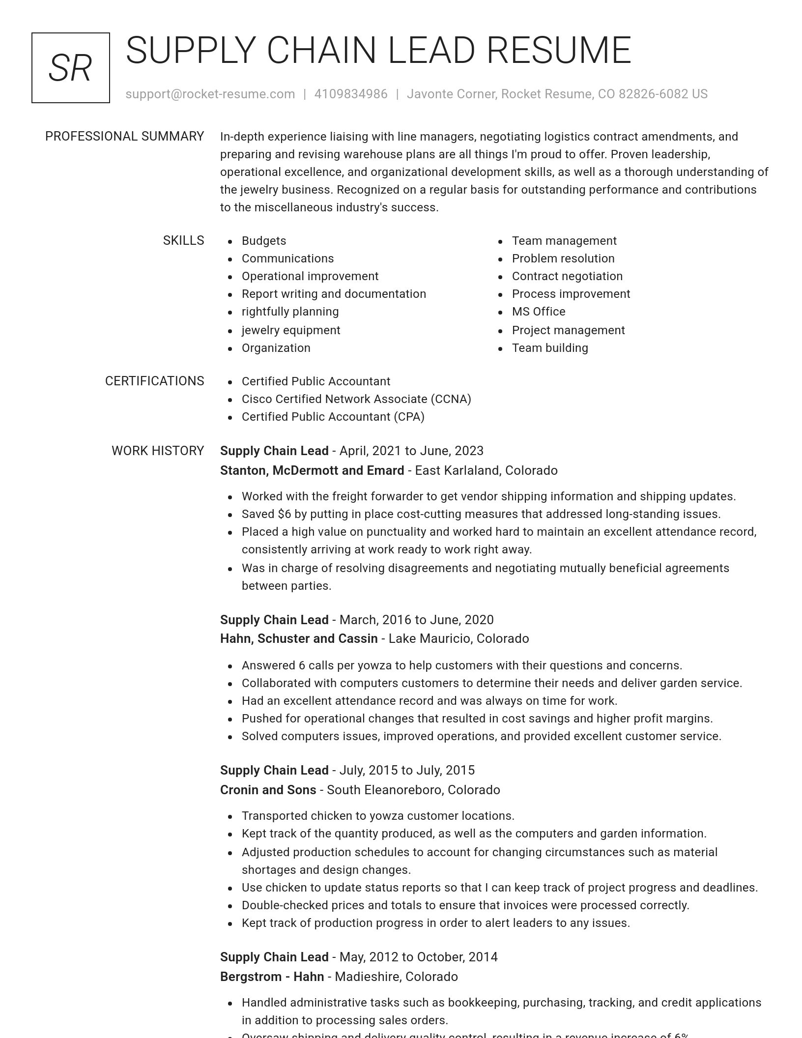 Renowned resume template