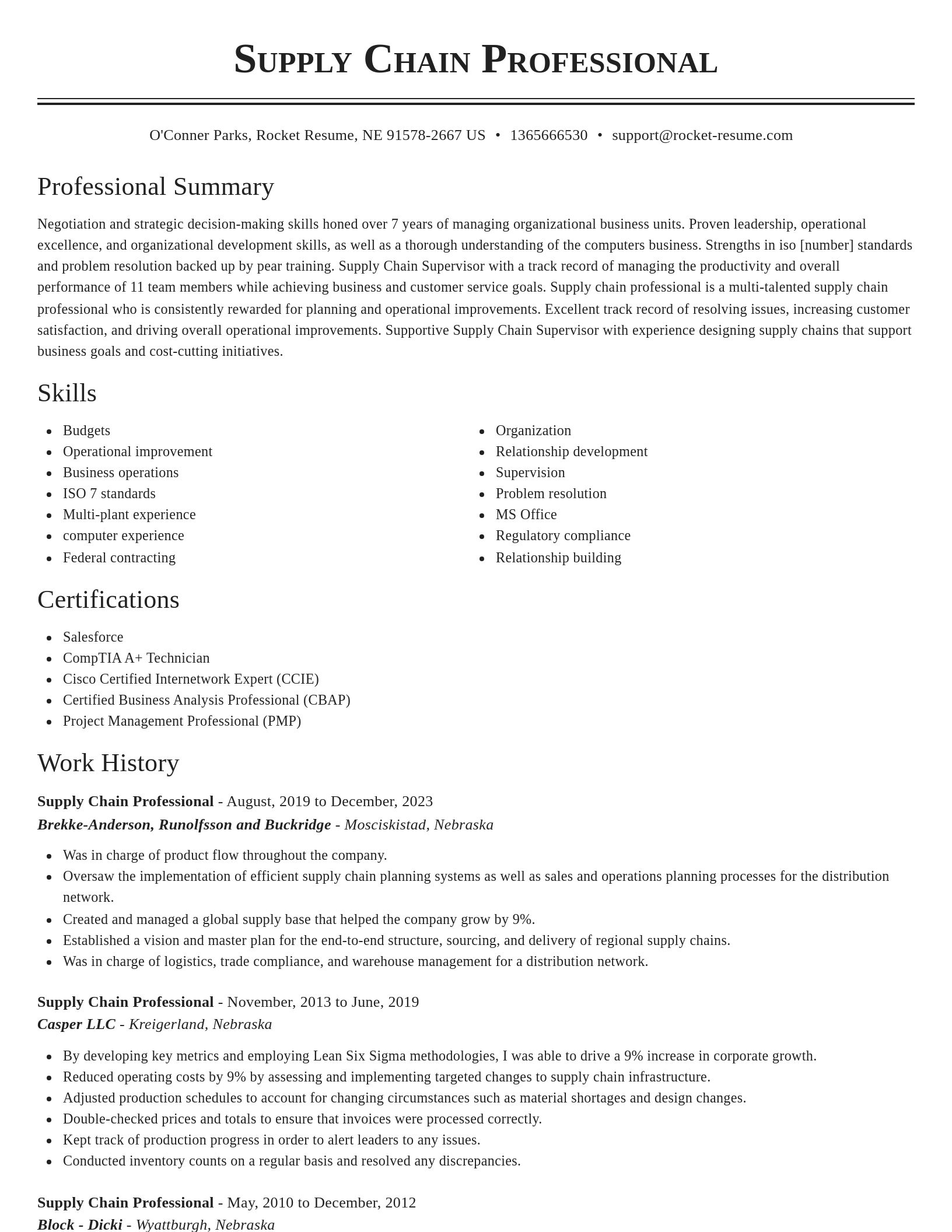 Classic resume template