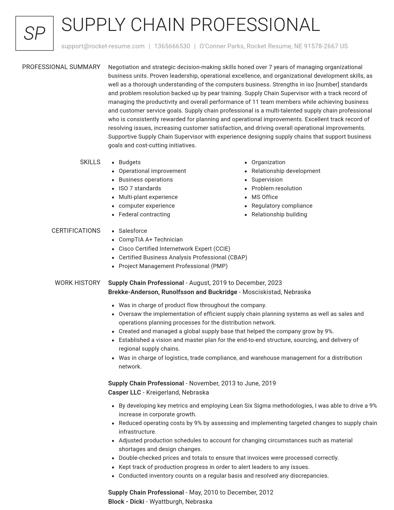 Renowned resume template