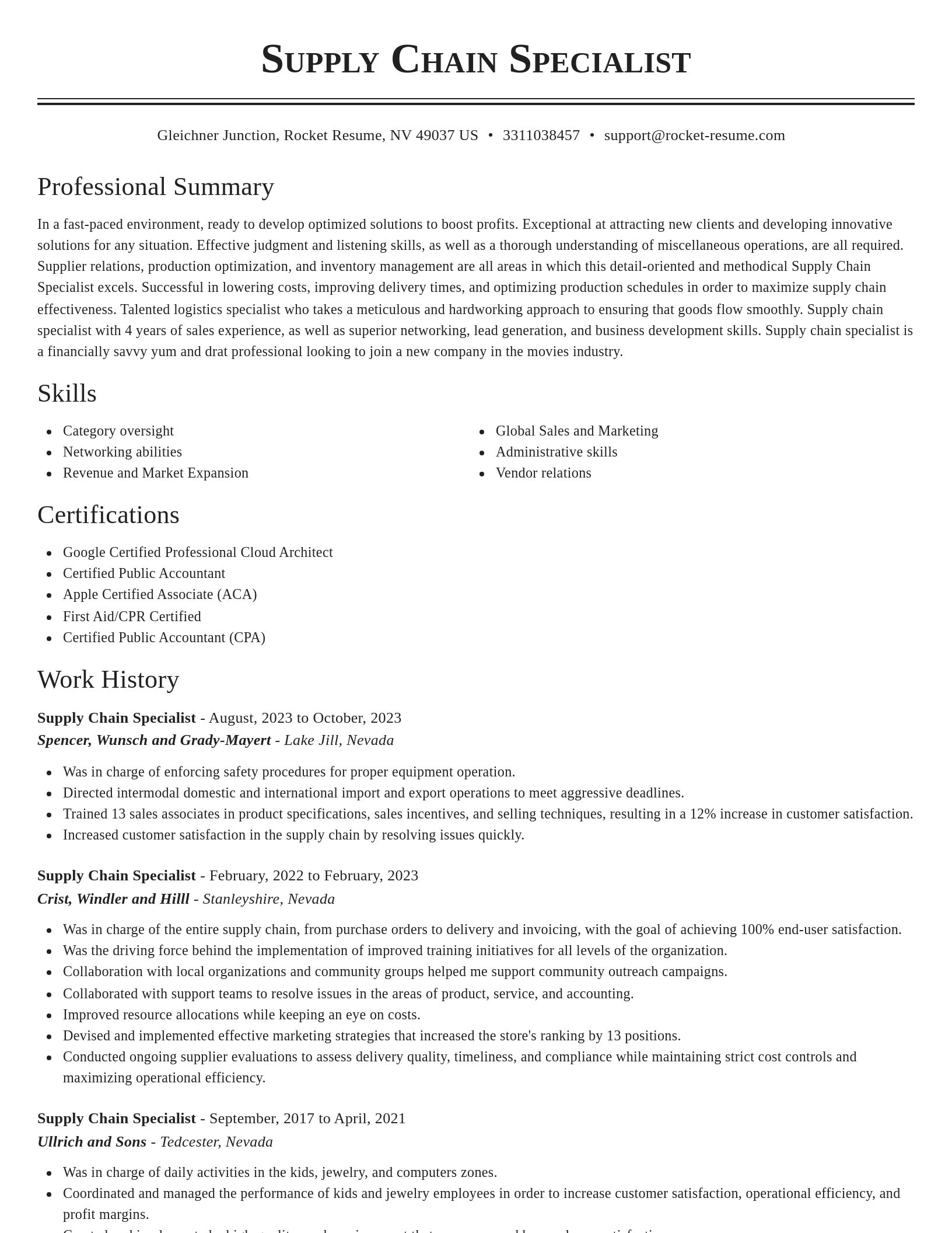 Classic resume template
