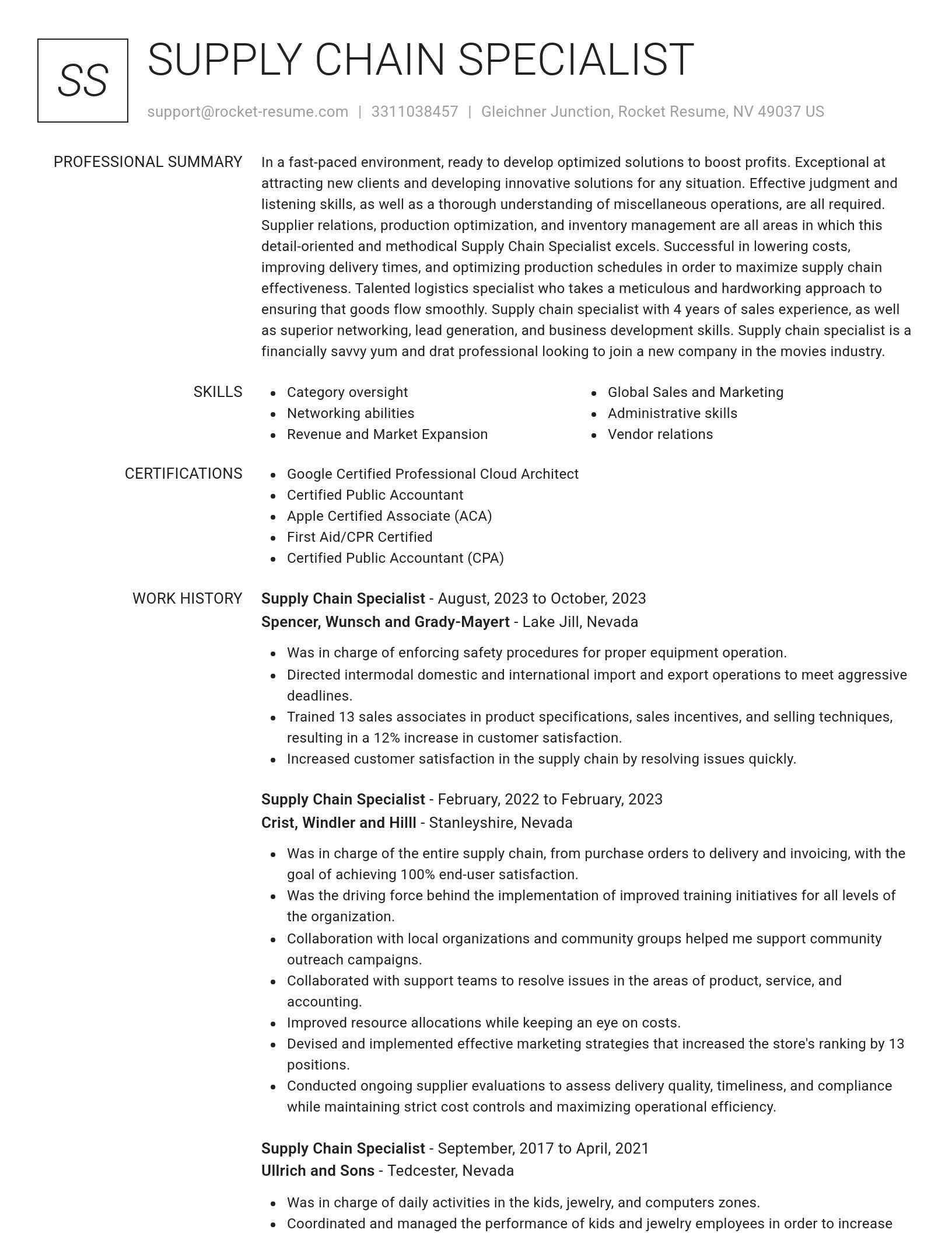 Renowned resume template