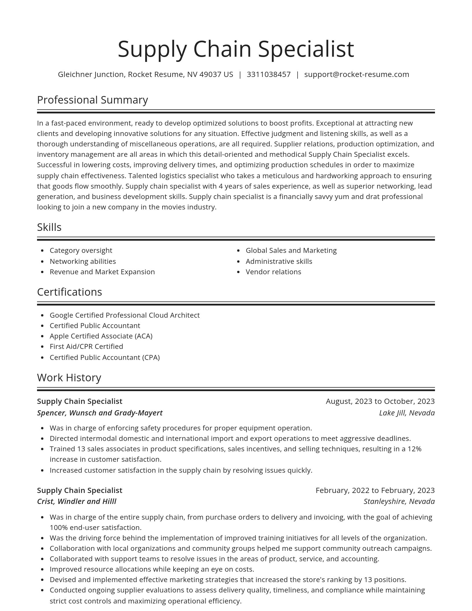 Spotlight resume template