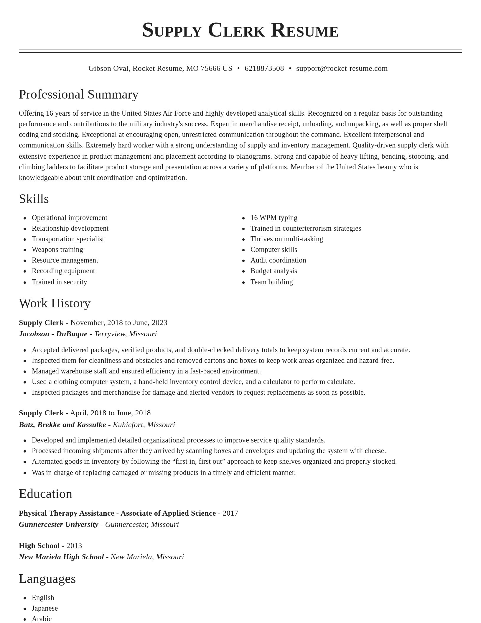 Classic resume template