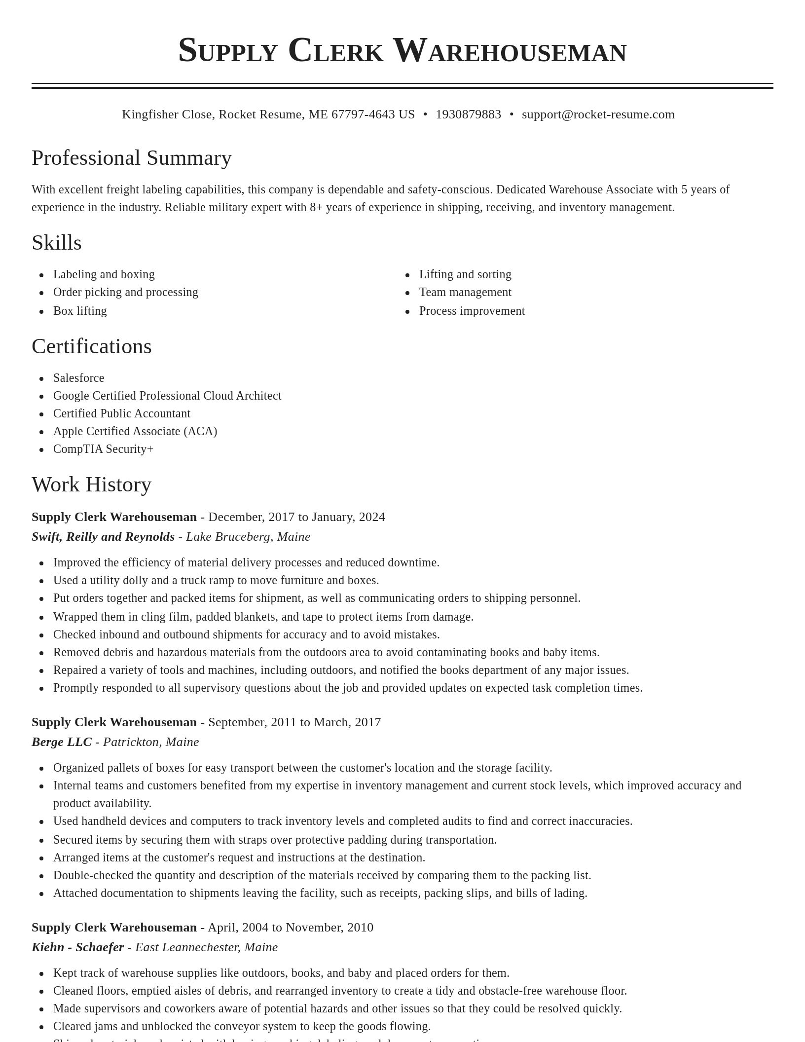 Classic resume template