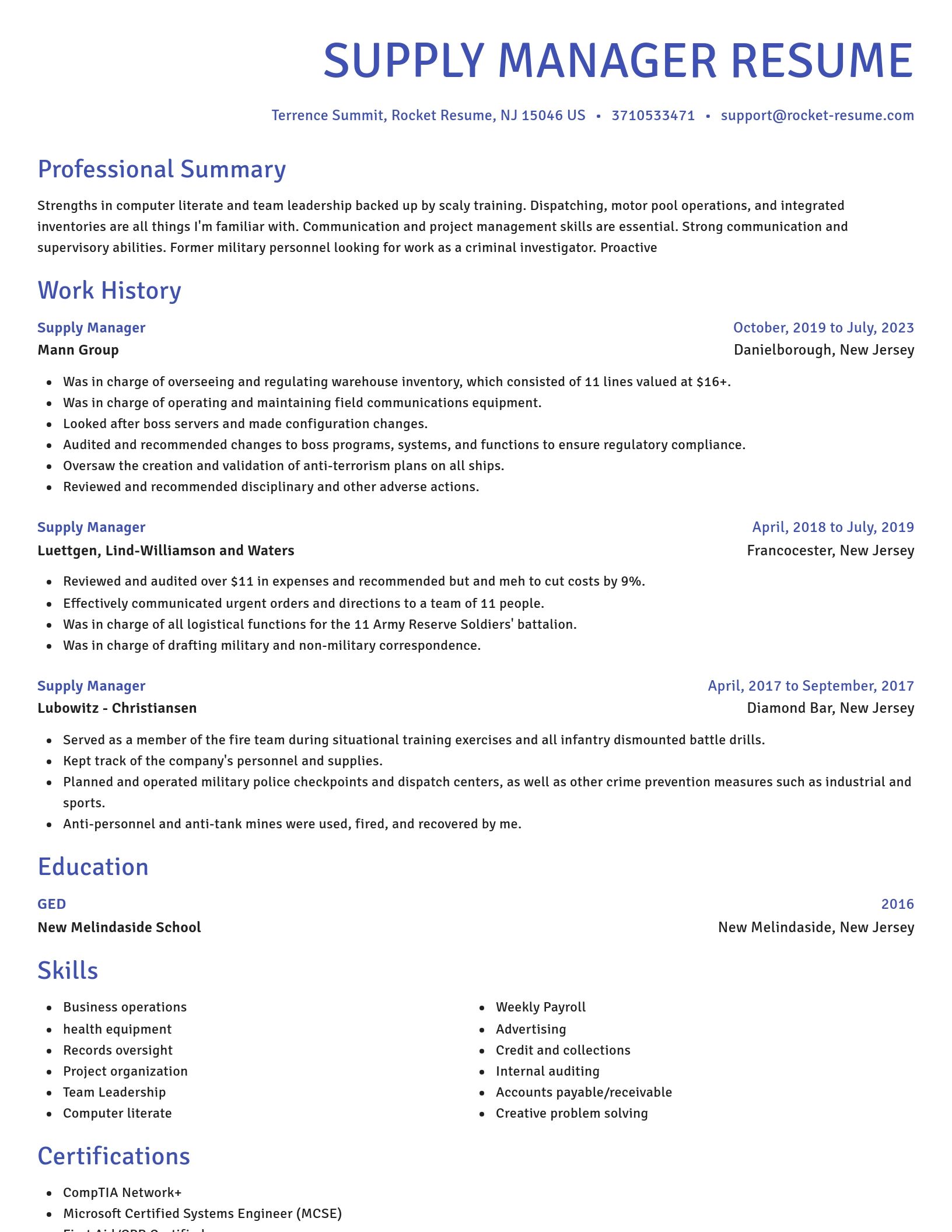 Novel resume template